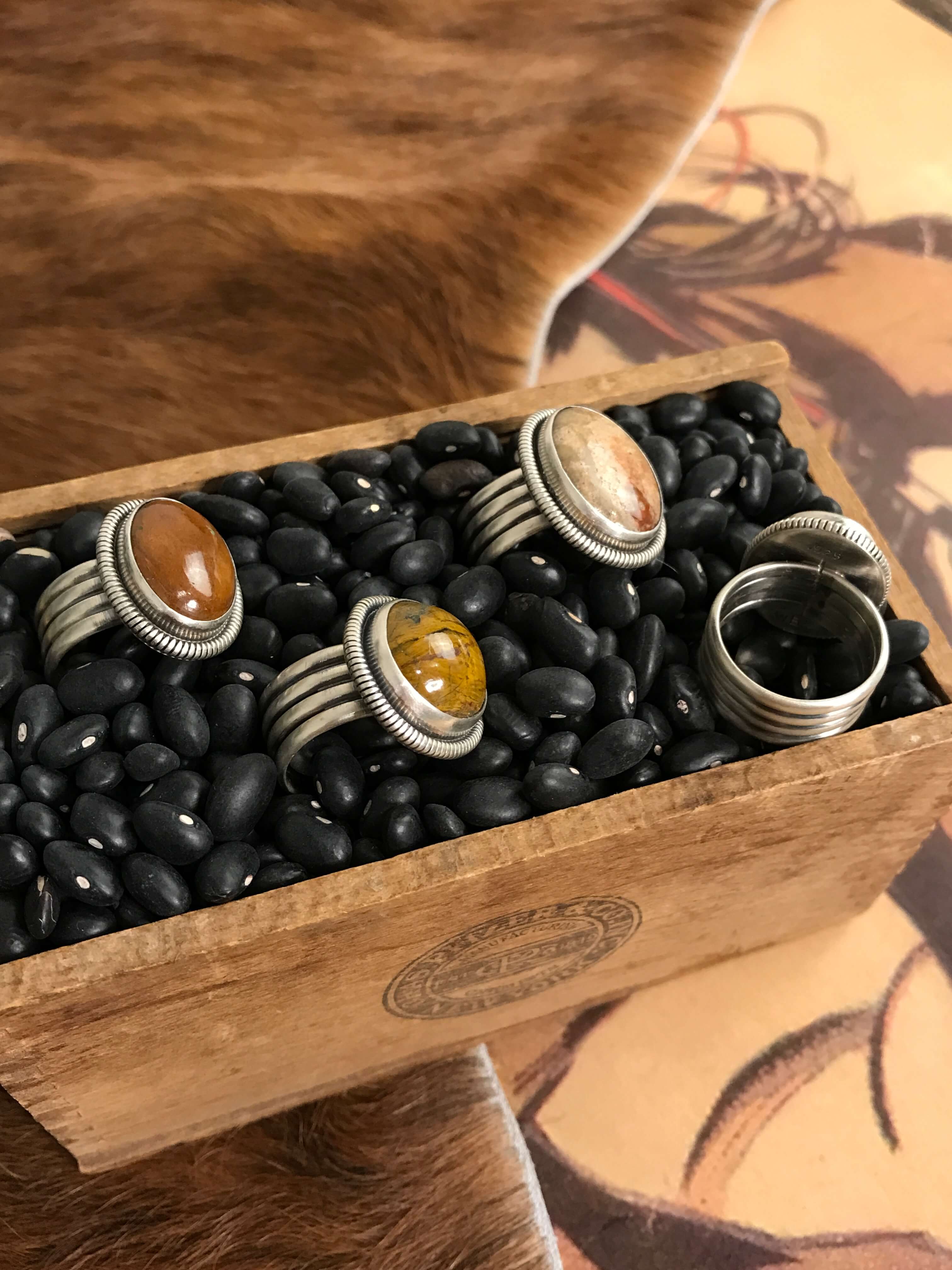 The Cedar Rings-Rings-Calli Co., Turquoise and Silver Jewelry, Native American Handmade, Zuni Tribe, Navajo Tribe, Brock Texas