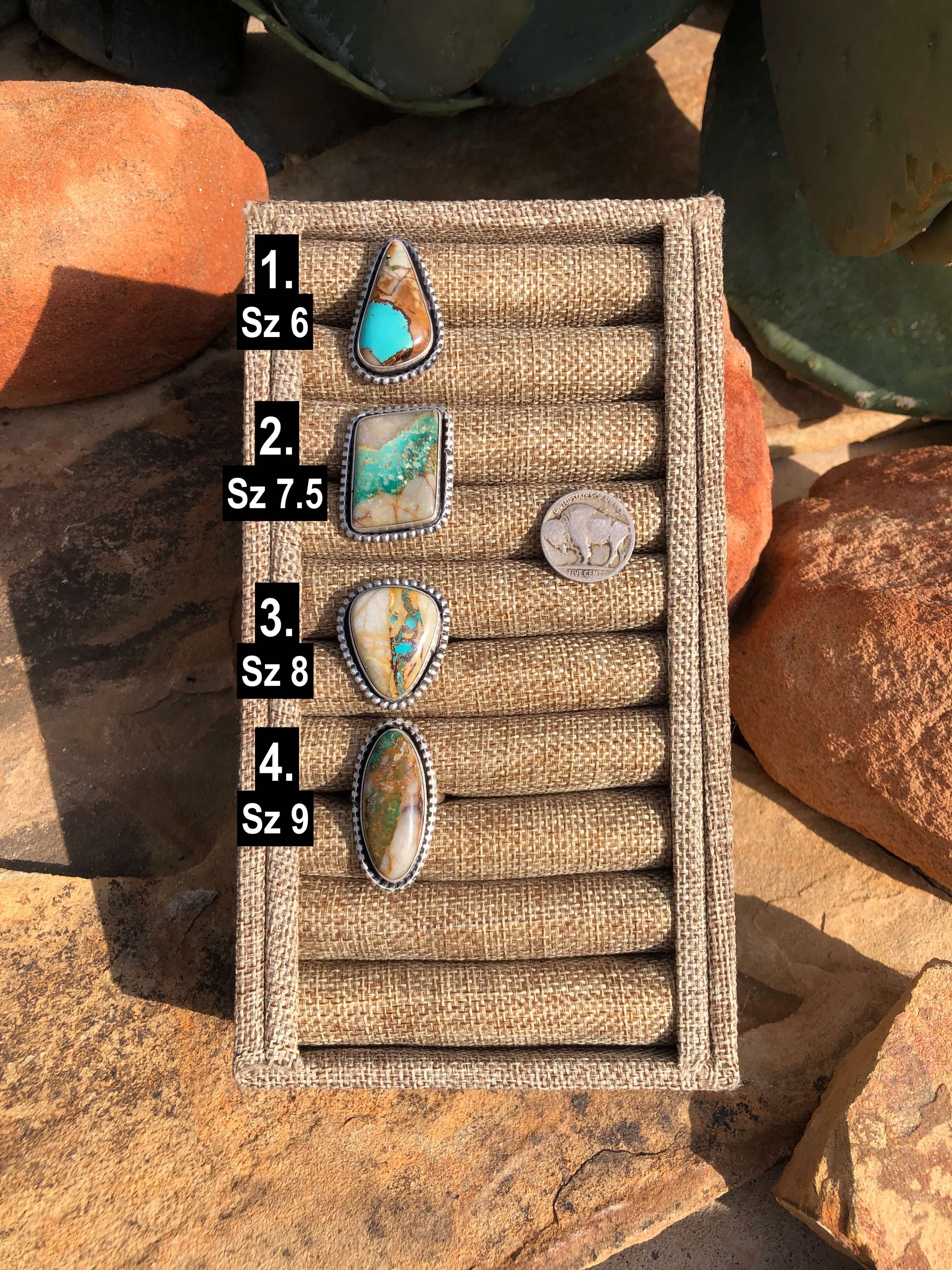 The Brazos Rings-Rings-Calli Co., Turquoise and Silver Jewelry, Native American Handmade, Zuni Tribe, Navajo Tribe, Brock Texas