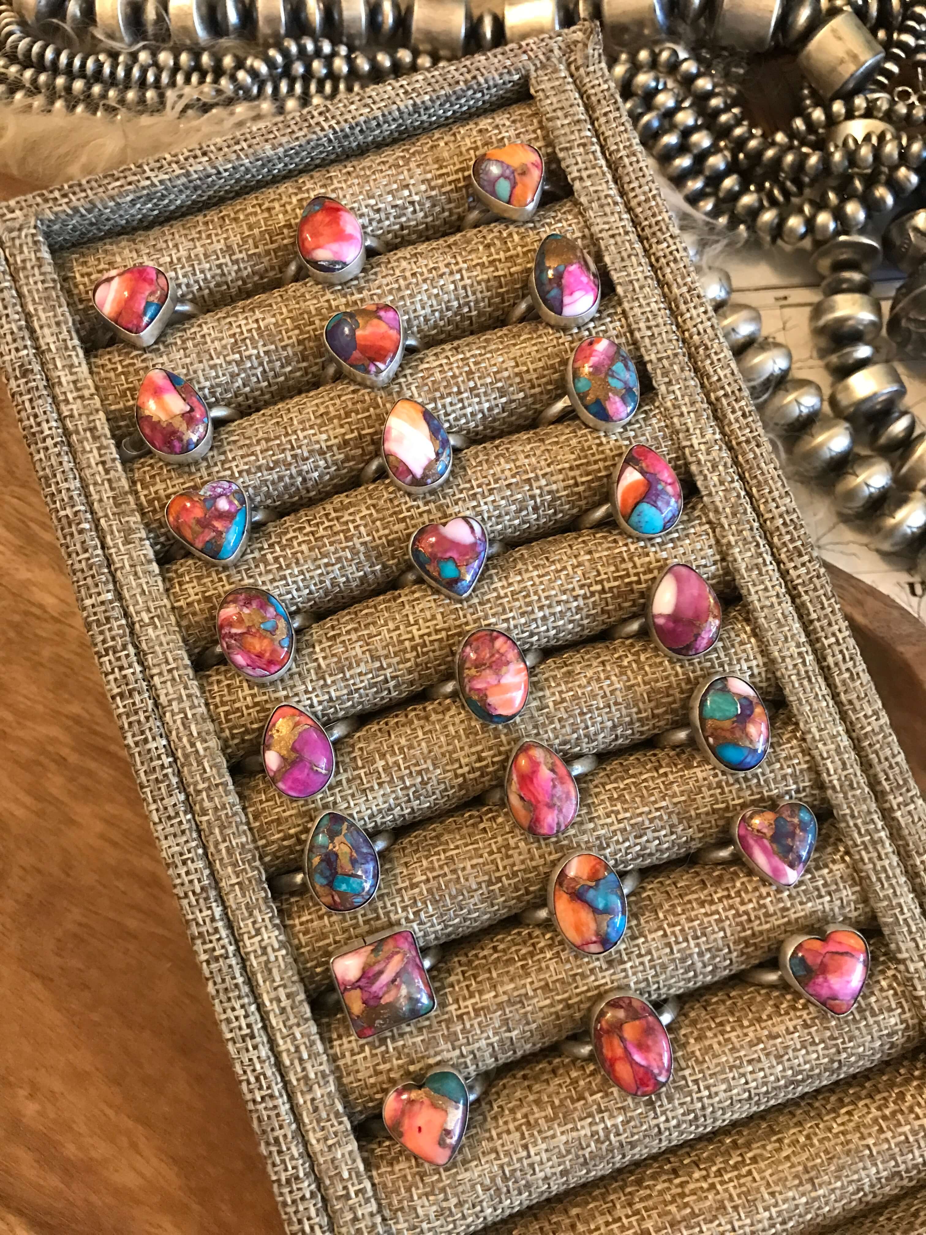 The Daphne Rings-Rings-Calli Co., Turquoise and Silver Jewelry, Native American Handmade, Zuni Tribe, Navajo Tribe, Brock Texas