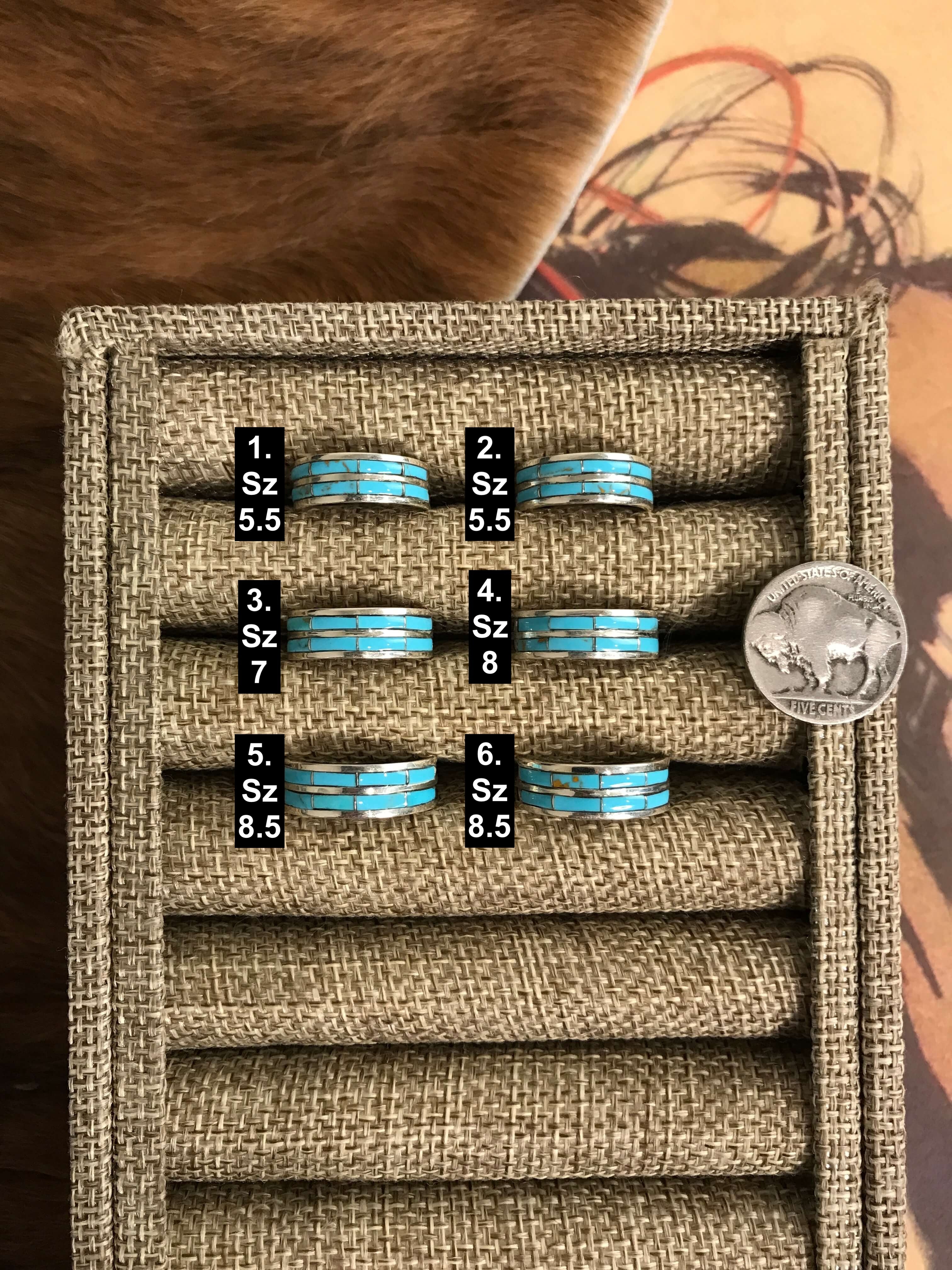 The Double Inlay Rings-Rings-Calli Co., Turquoise and Silver Jewelry, Native American Handmade, Zuni Tribe, Navajo Tribe, Brock Texas