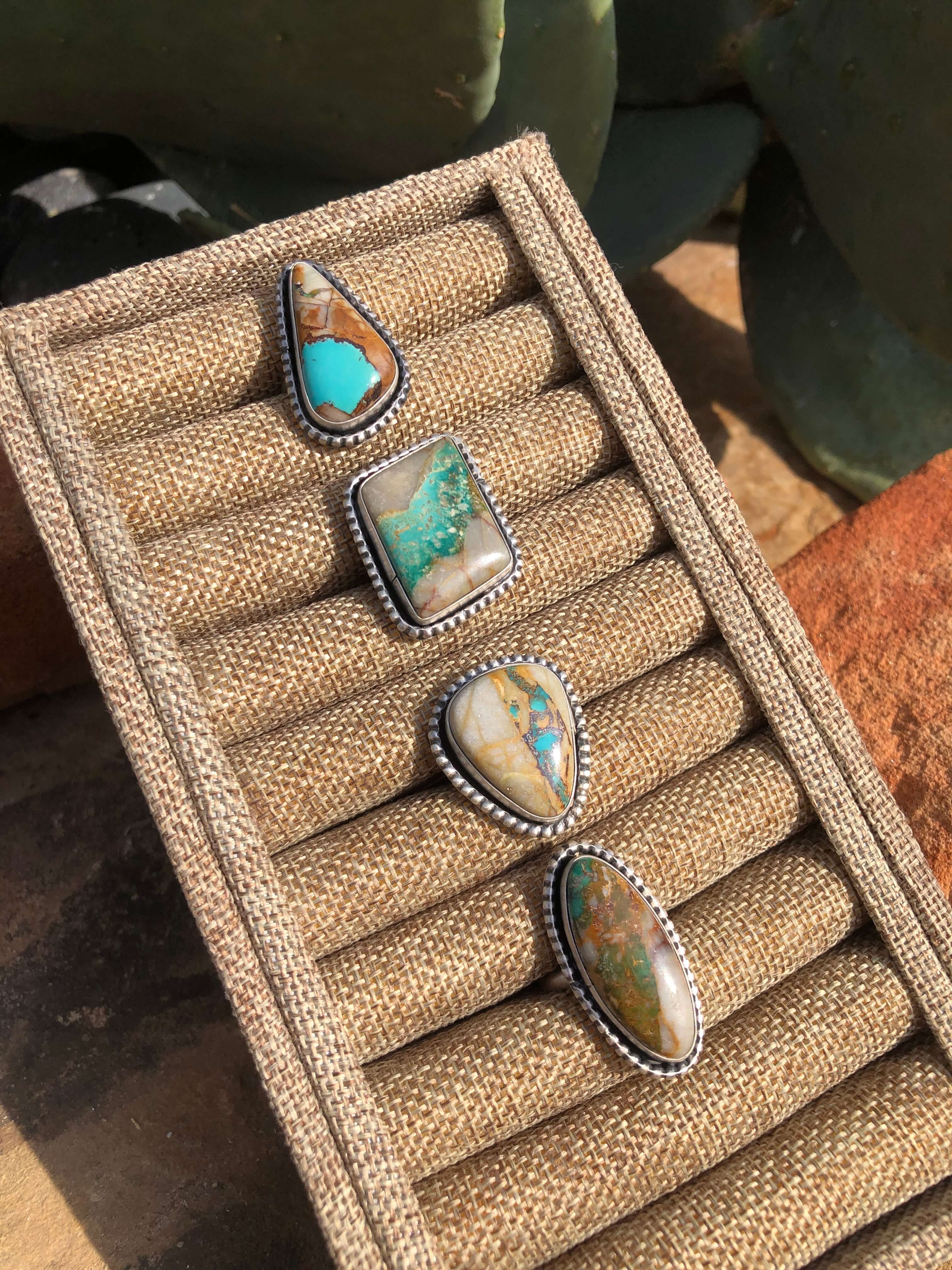 The Brazos Rings-Rings-Calli Co., Turquoise and Silver Jewelry, Native American Handmade, Zuni Tribe, Navajo Tribe, Brock Texas