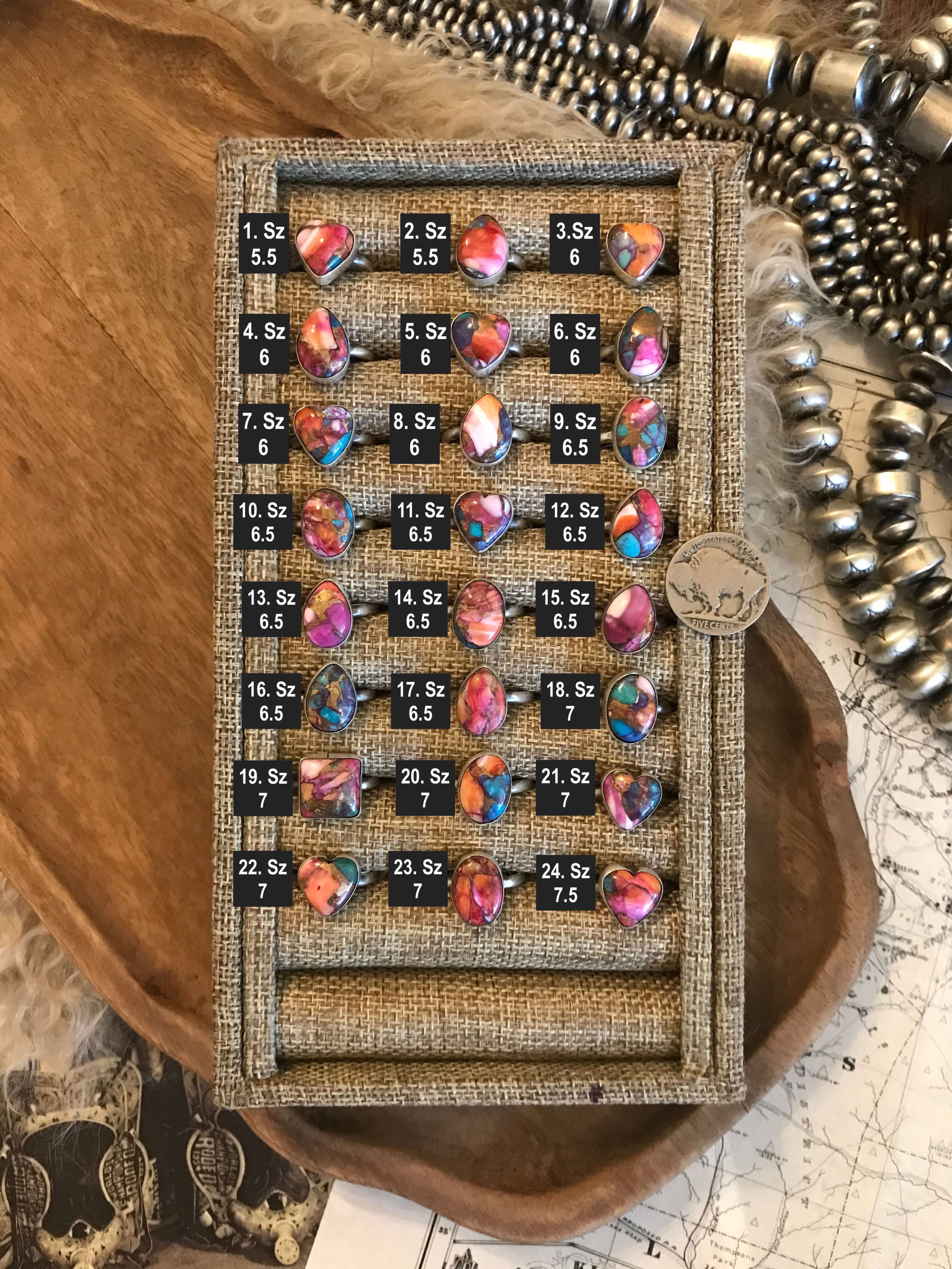 The Daphne Rings-Rings-Calli Co., Turquoise and Silver Jewelry, Native American Handmade, Zuni Tribe, Navajo Tribe, Brock Texas