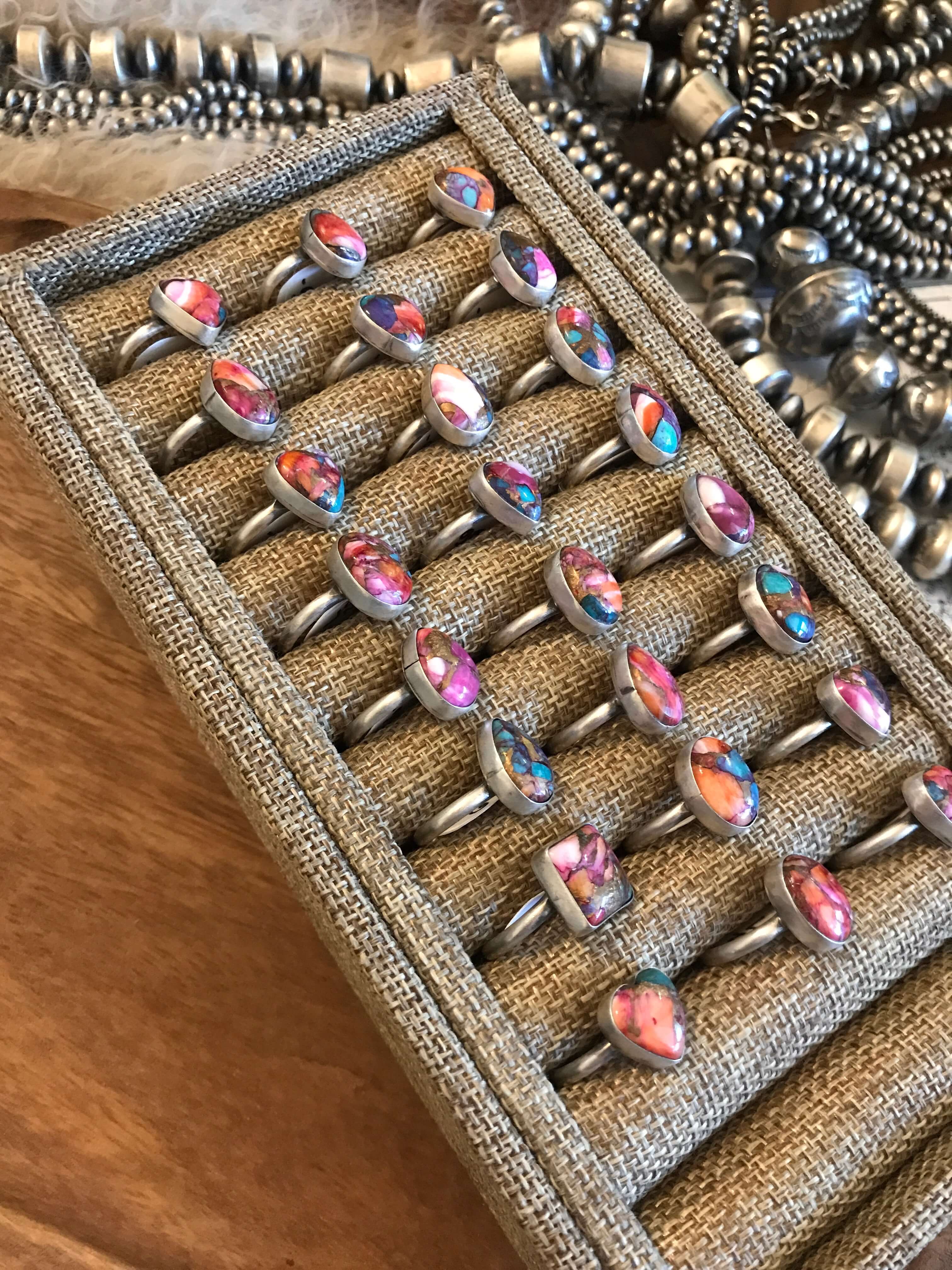 The Daphne Rings-Rings-Calli Co., Turquoise and Silver Jewelry, Native American Handmade, Zuni Tribe, Navajo Tribe, Brock Texas