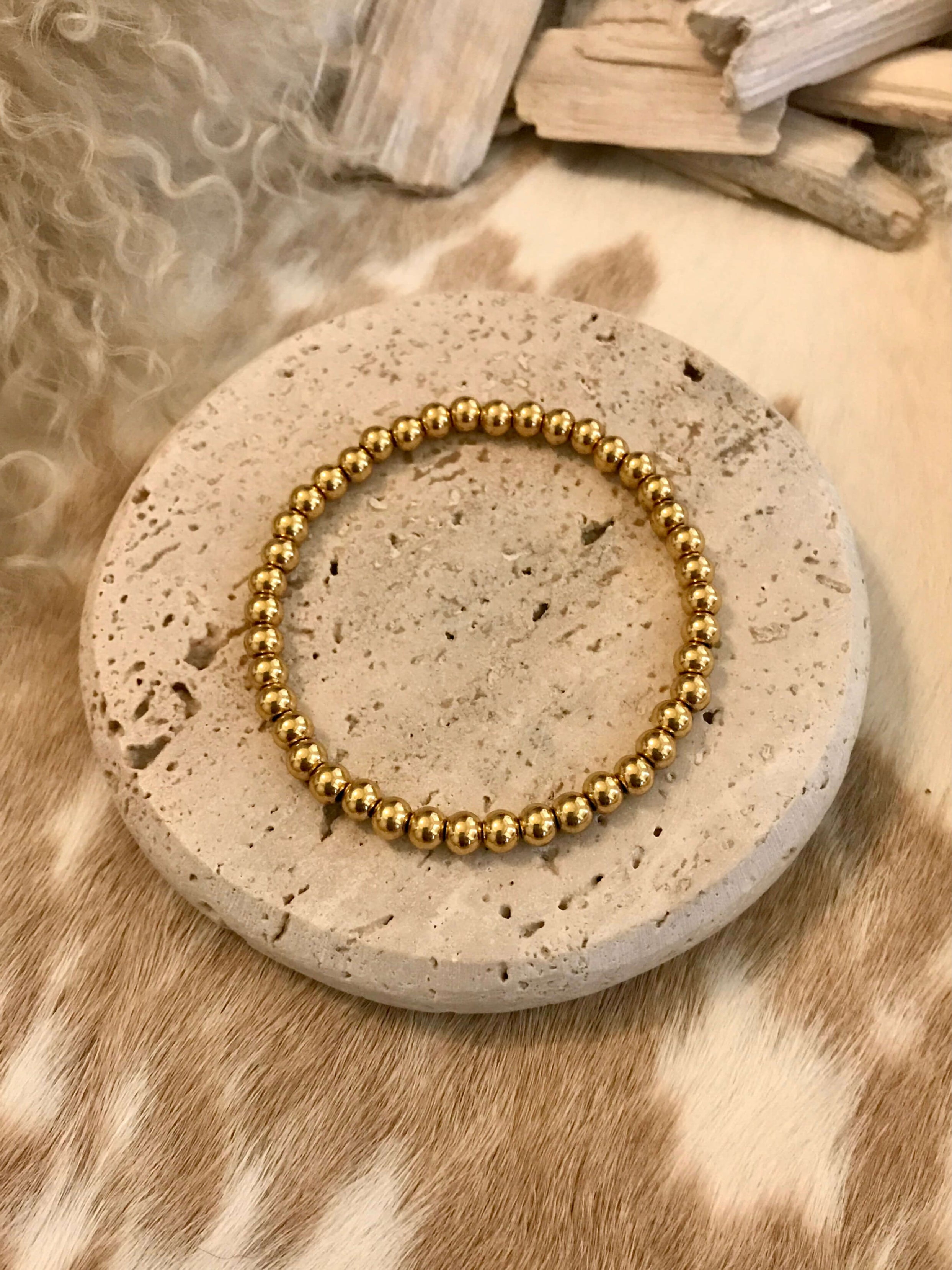 The Golden Pearl Bracelet-Bracelets & Cuffs-Calli Co., Turquoise and Silver Jewelry, Native American Handmade, Zuni Tribe, Navajo Tribe, Brock Texas