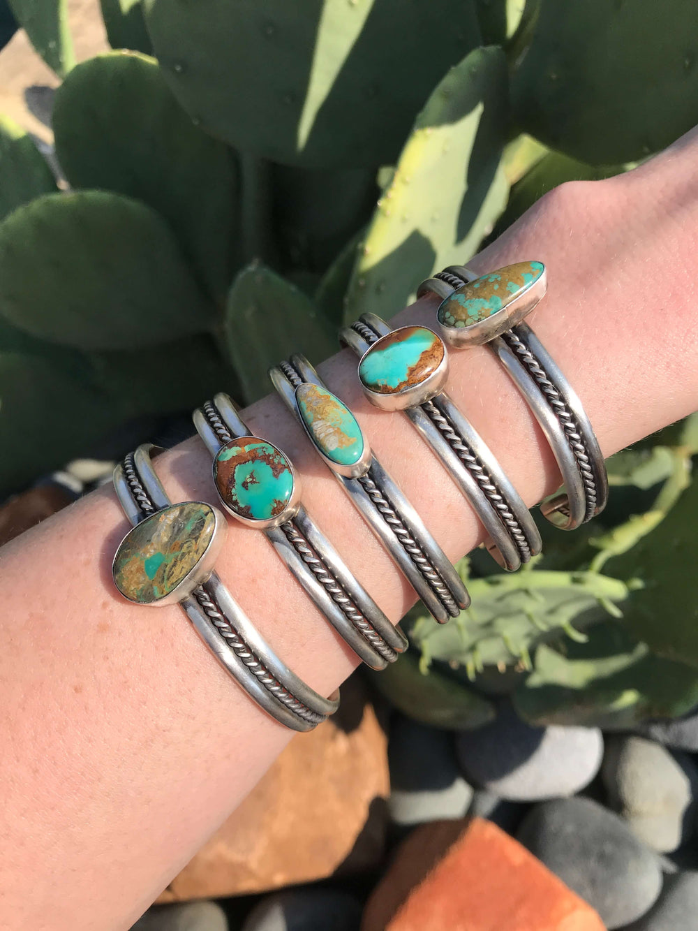 The Jarrell Cuffs-Bracelets & Cuffs-Calli Co., Turquoise and Silver Jewelry, Native American Handmade, Zuni Tribe, Navajo Tribe, Brock Texas