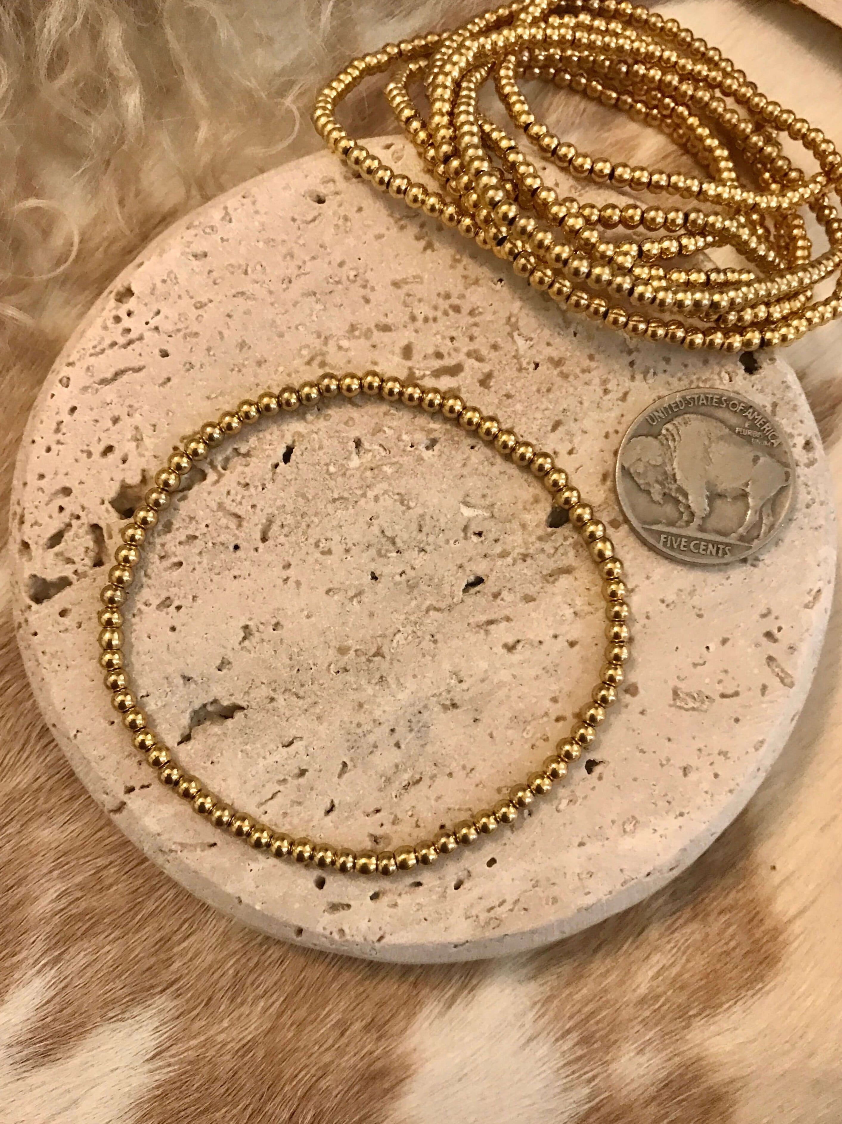 The Golden Pearl Bracelet-Bracelets & Cuffs-Calli Co., Turquoise and Silver Jewelry, Native American Handmade, Zuni Tribe, Navajo Tribe, Brock Texas