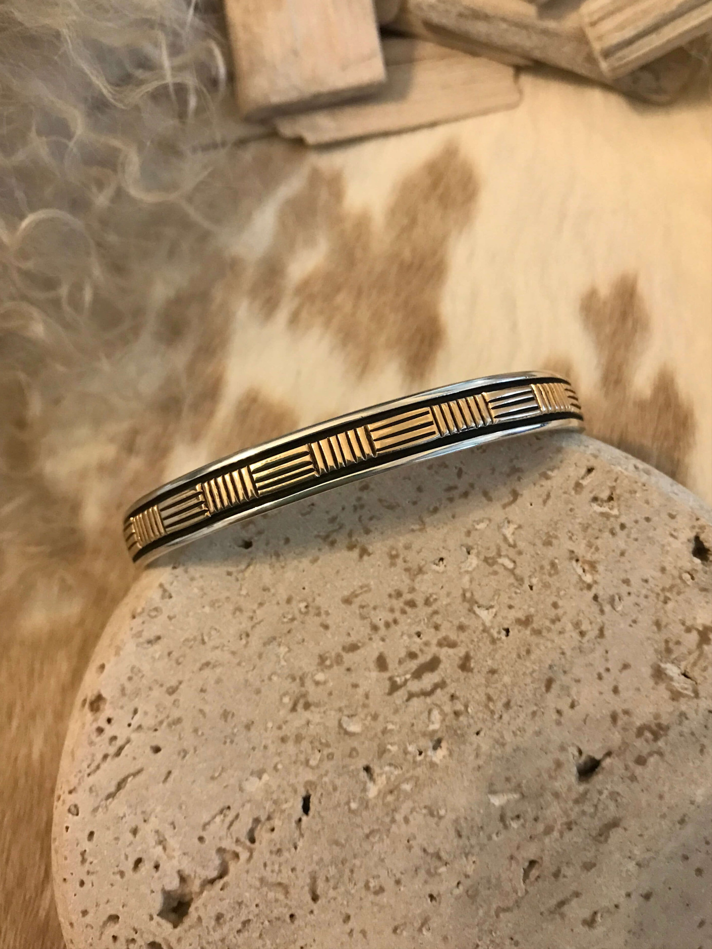 The Golden Cuff, 3-Bracelets & Cuffs-Calli Co., Turquoise and Silver Jewelry, Native American Handmade, Zuni Tribe, Navajo Tribe, Brock Texas