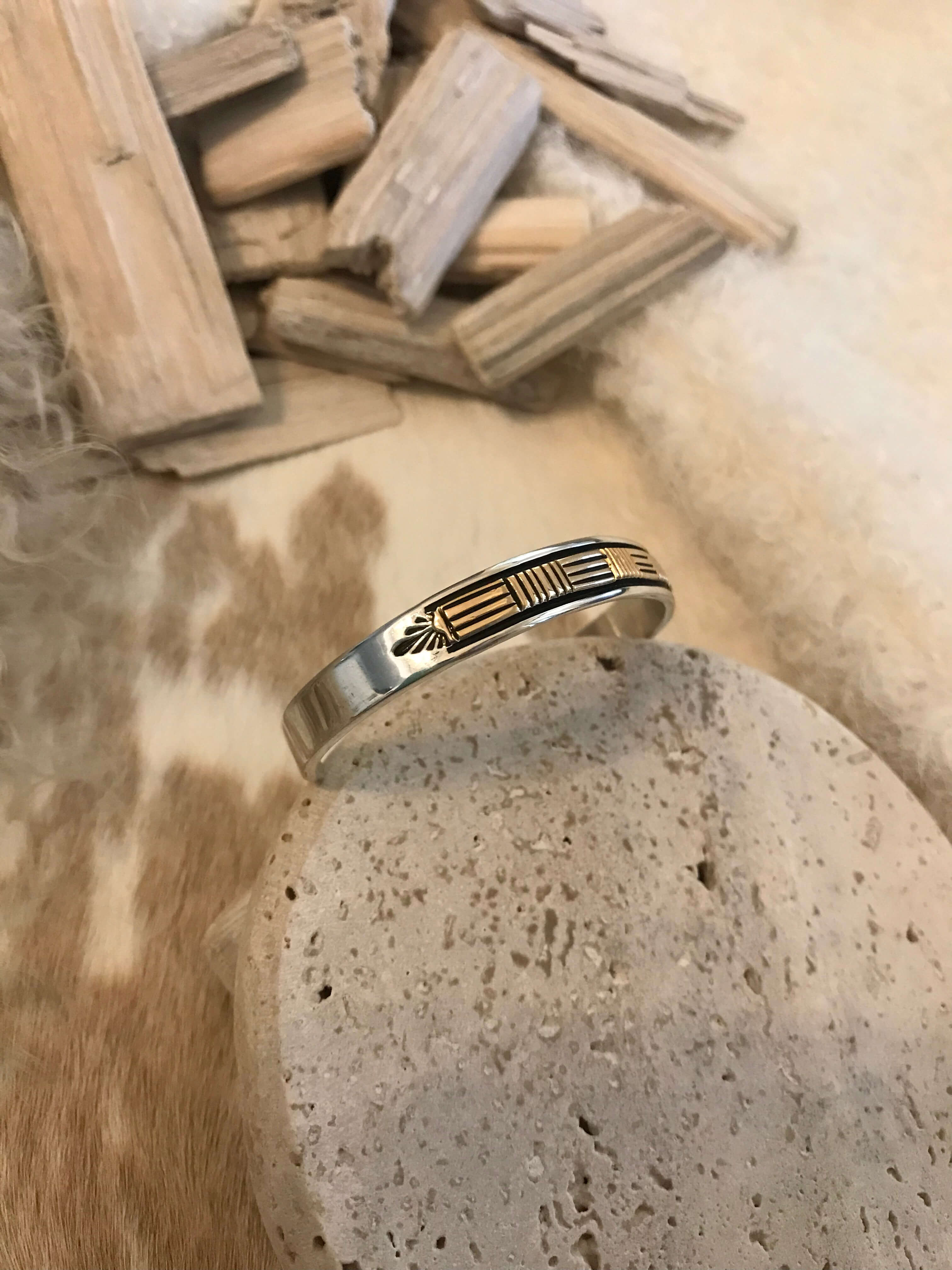 The Golden Cuff, 3-Bracelets & Cuffs-Calli Co., Turquoise and Silver Jewelry, Native American Handmade, Zuni Tribe, Navajo Tribe, Brock Texas