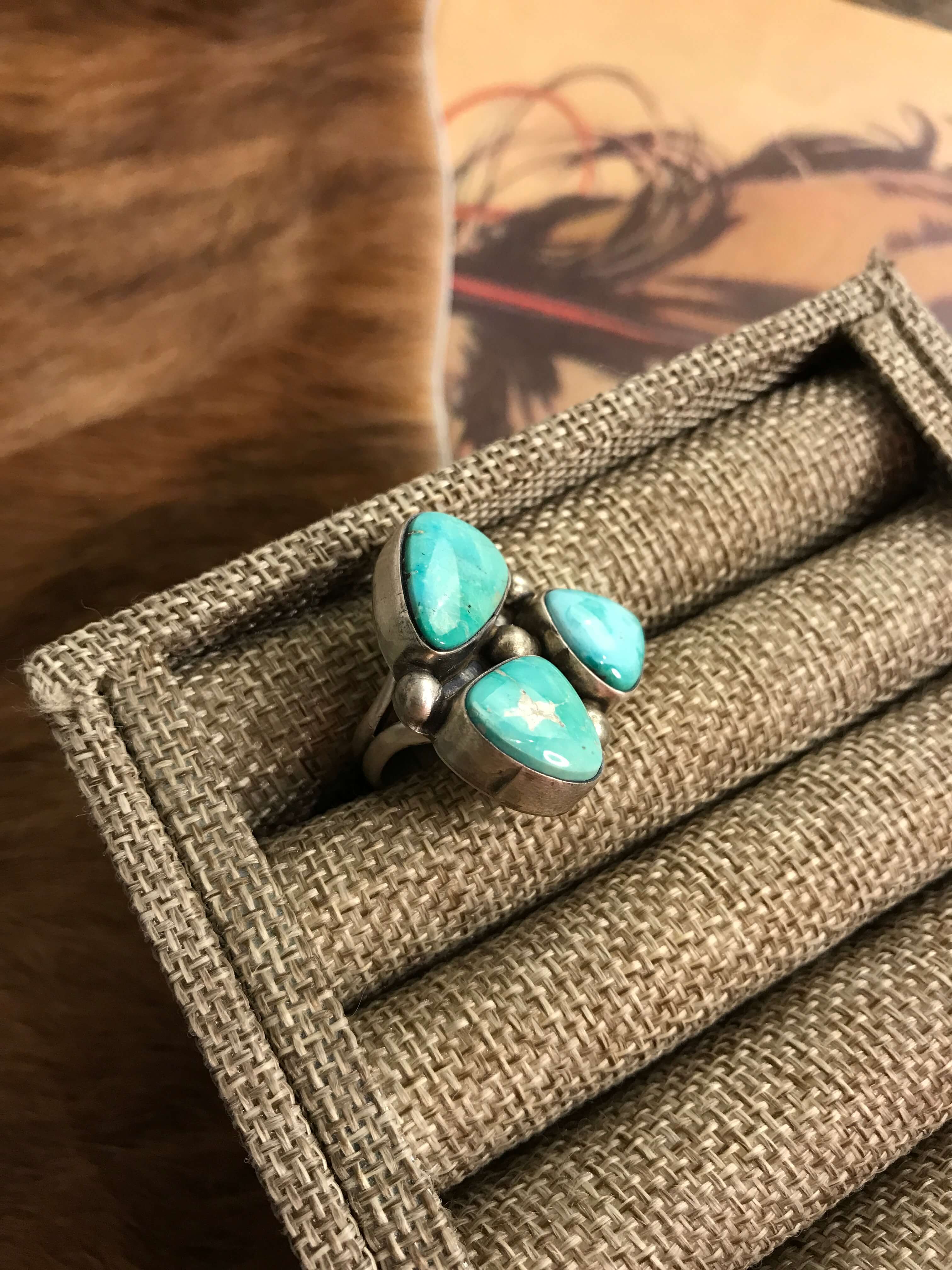 The Tempe Ring 6, Adjustable XX-Rings-Calli Co., Turquoise and Silver Jewelry, Native American Handmade, Zuni Tribe, Navajo Tribe, Brock Texas