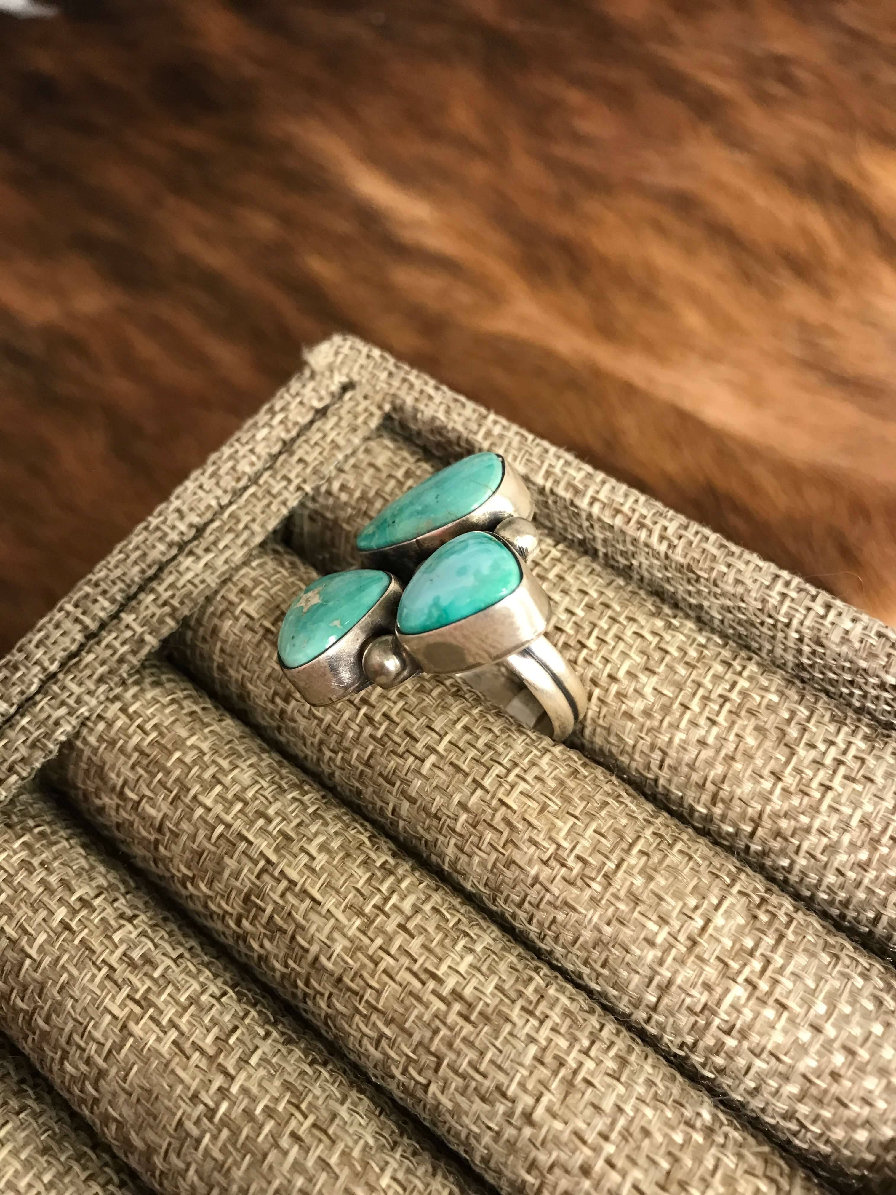 The Tempe Ring 6, Adjustable XX-Rings-Calli Co., Turquoise and Silver Jewelry, Native American Handmade, Zuni Tribe, Navajo Tribe, Brock Texas
