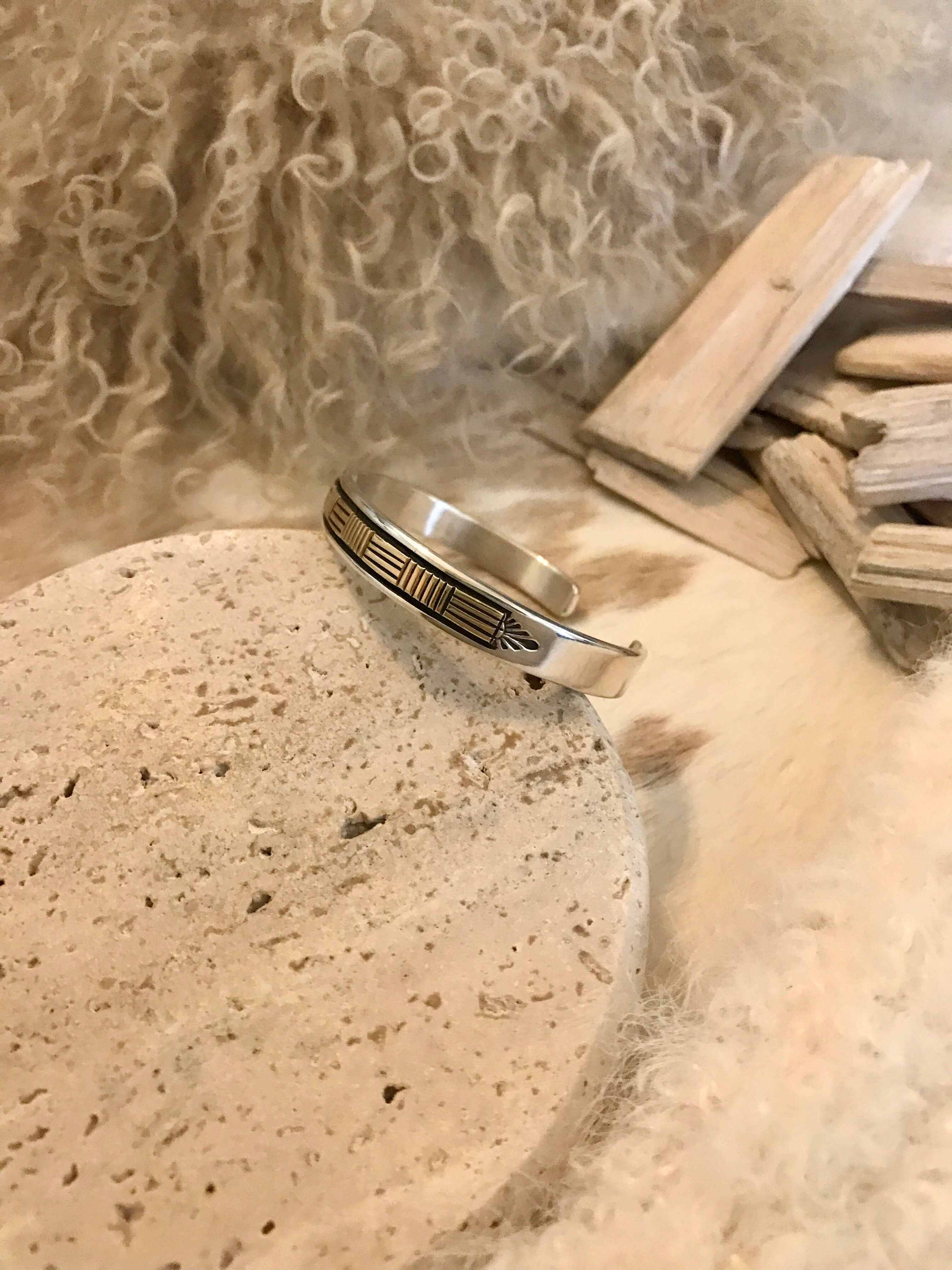 The Golden Cuff, 3-Bracelets & Cuffs-Calli Co., Turquoise and Silver Jewelry, Native American Handmade, Zuni Tribe, Navajo Tribe, Brock Texas