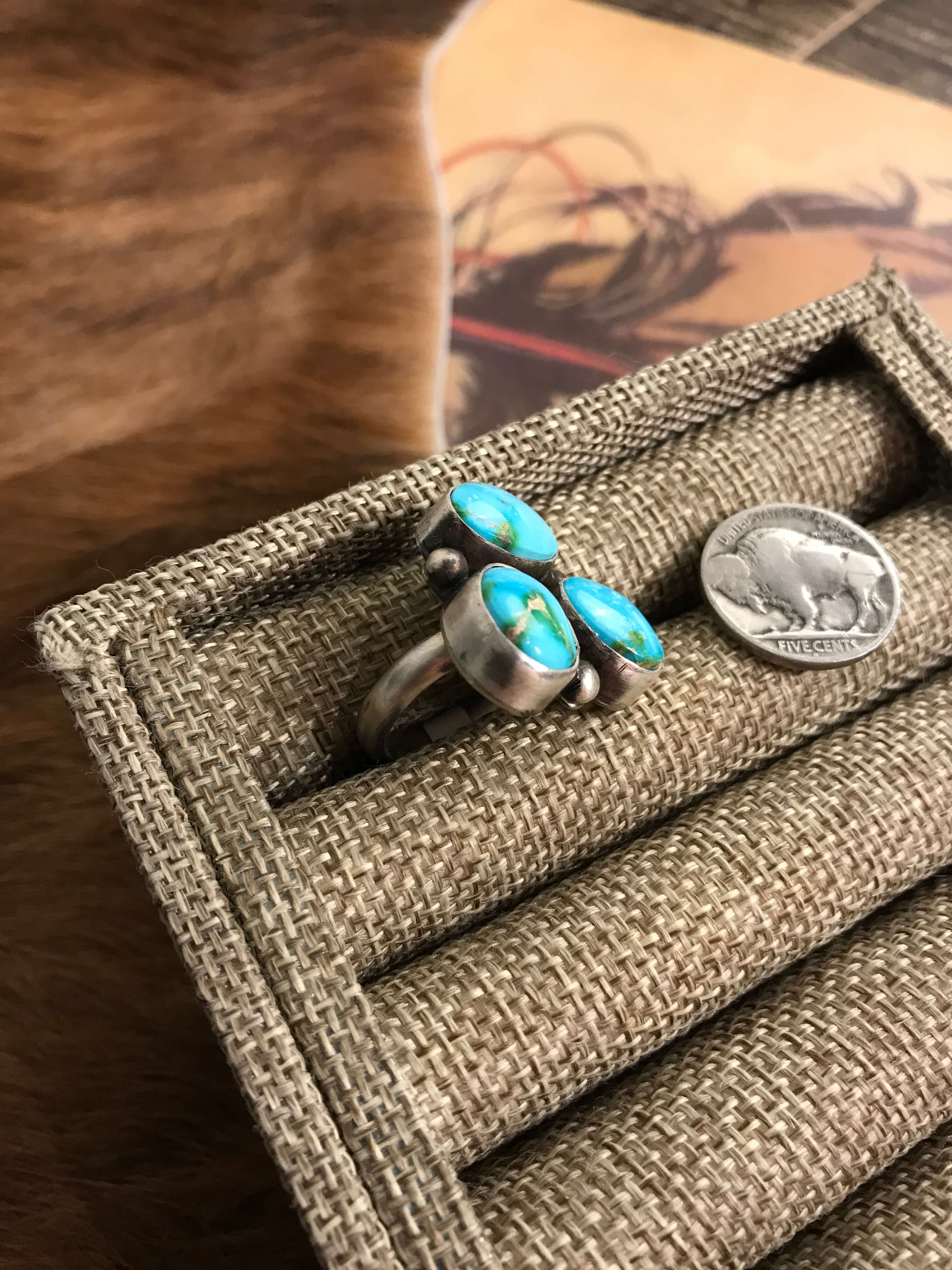 The Tempe Ring 1, Sz. 7 XX-Rings-Calli Co., Turquoise and Silver Jewelry, Native American Handmade, Zuni Tribe, Navajo Tribe, Brock Texas