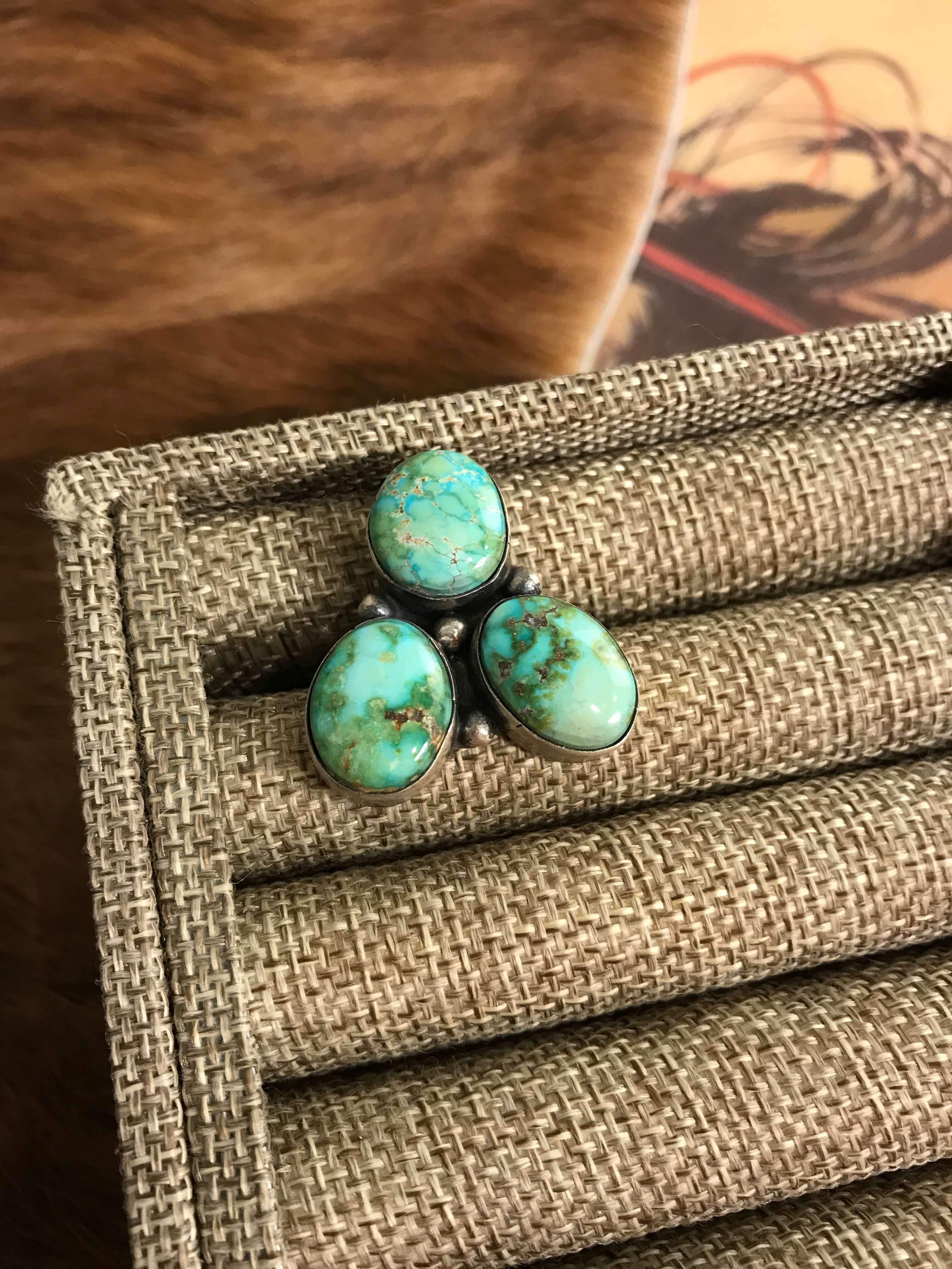 The Tempe Ring 2, Sz. 7-Rings-Calli Co., Turquoise and Silver Jewelry, Native American Handmade, Zuni Tribe, Navajo Tribe, Brock Texas