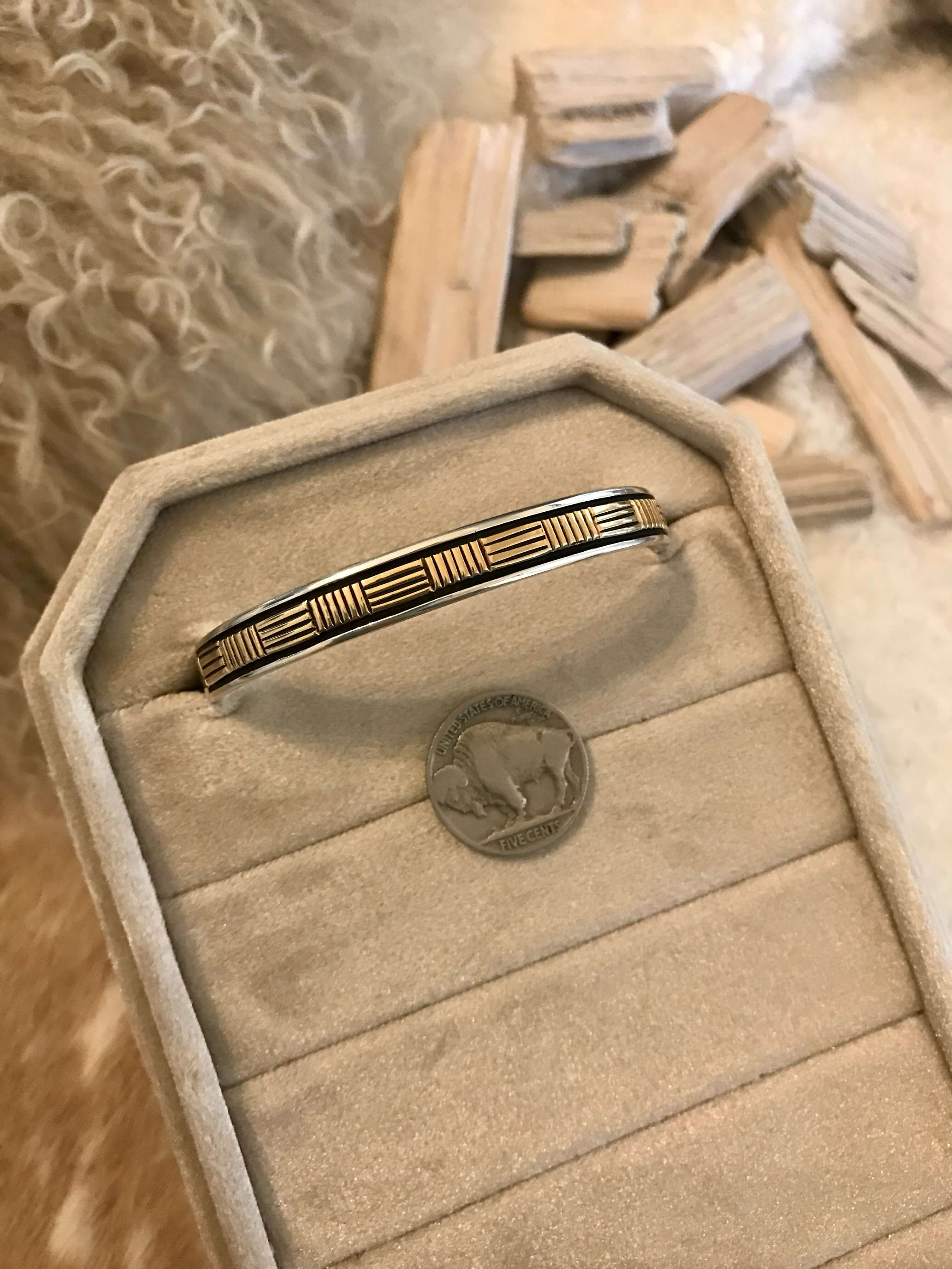 The Golden Cuff, 3-Bracelets & Cuffs-Calli Co., Turquoise and Silver Jewelry, Native American Handmade, Zuni Tribe, Navajo Tribe, Brock Texas