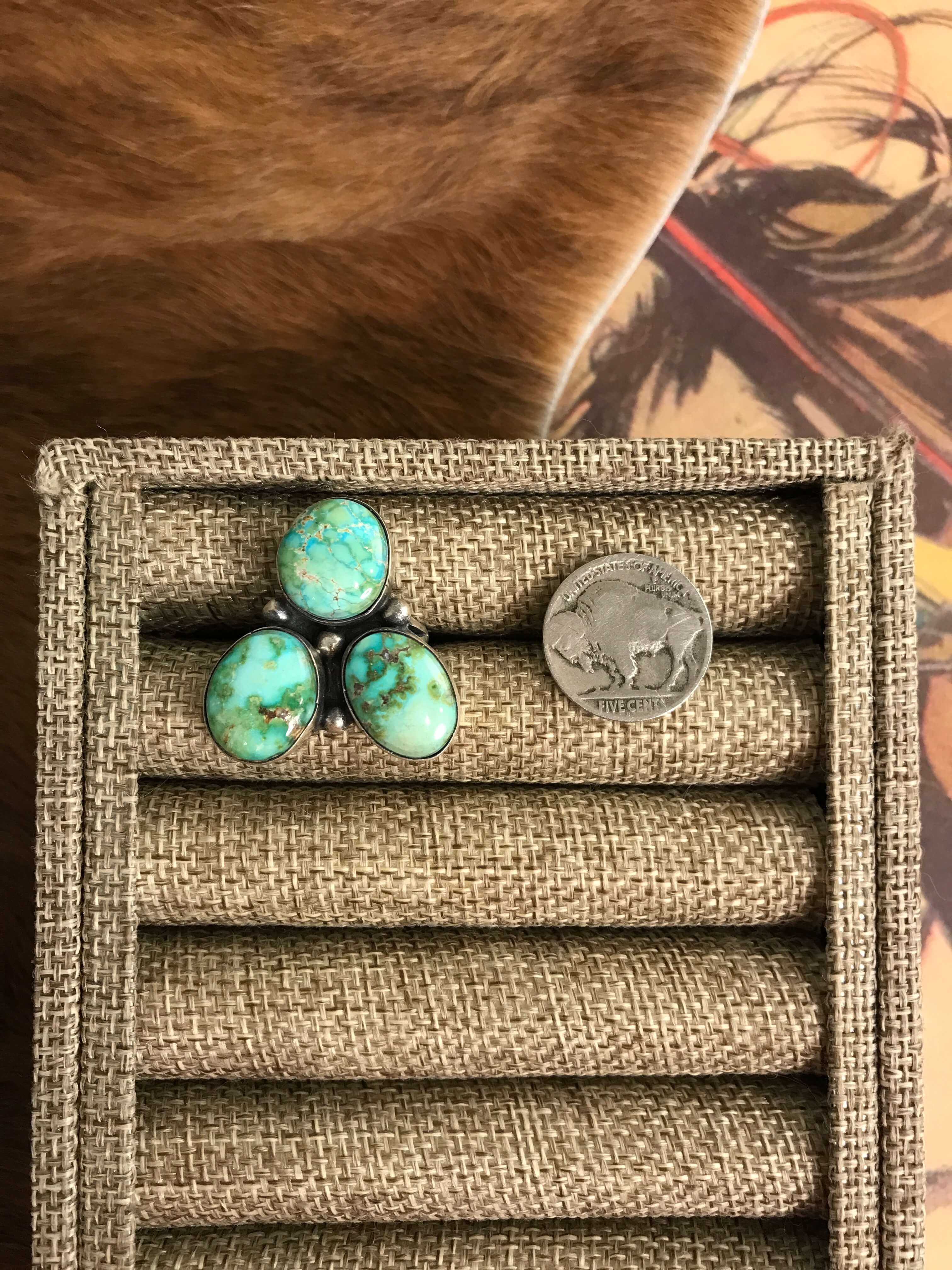 The Tempe Ring 2, Sz. 7-Rings-Calli Co., Turquoise and Silver Jewelry, Native American Handmade, Zuni Tribe, Navajo Tribe, Brock Texas