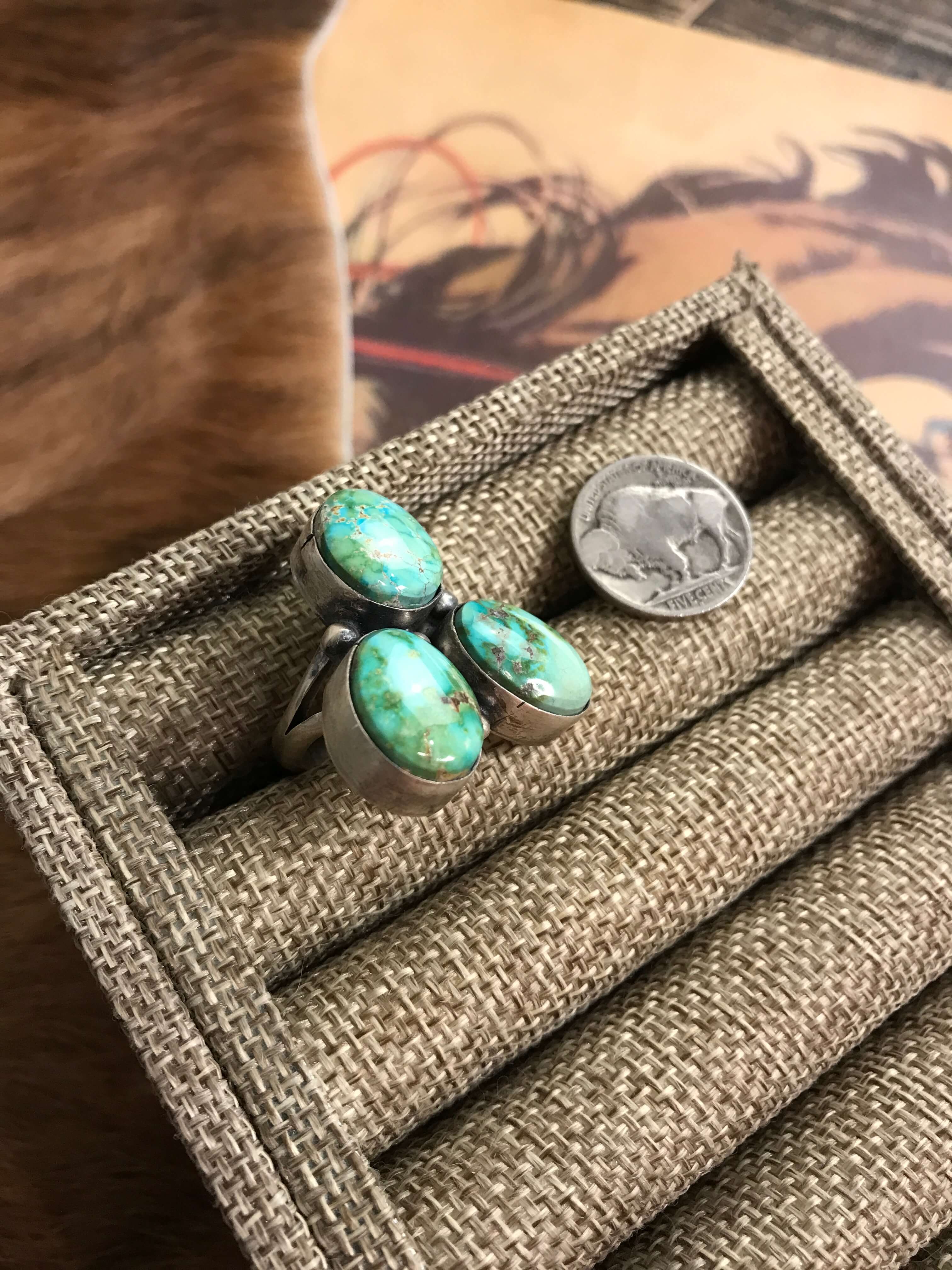 The Tempe Ring 2, Sz. 7-Rings-Calli Co., Turquoise and Silver Jewelry, Native American Handmade, Zuni Tribe, Navajo Tribe, Brock Texas