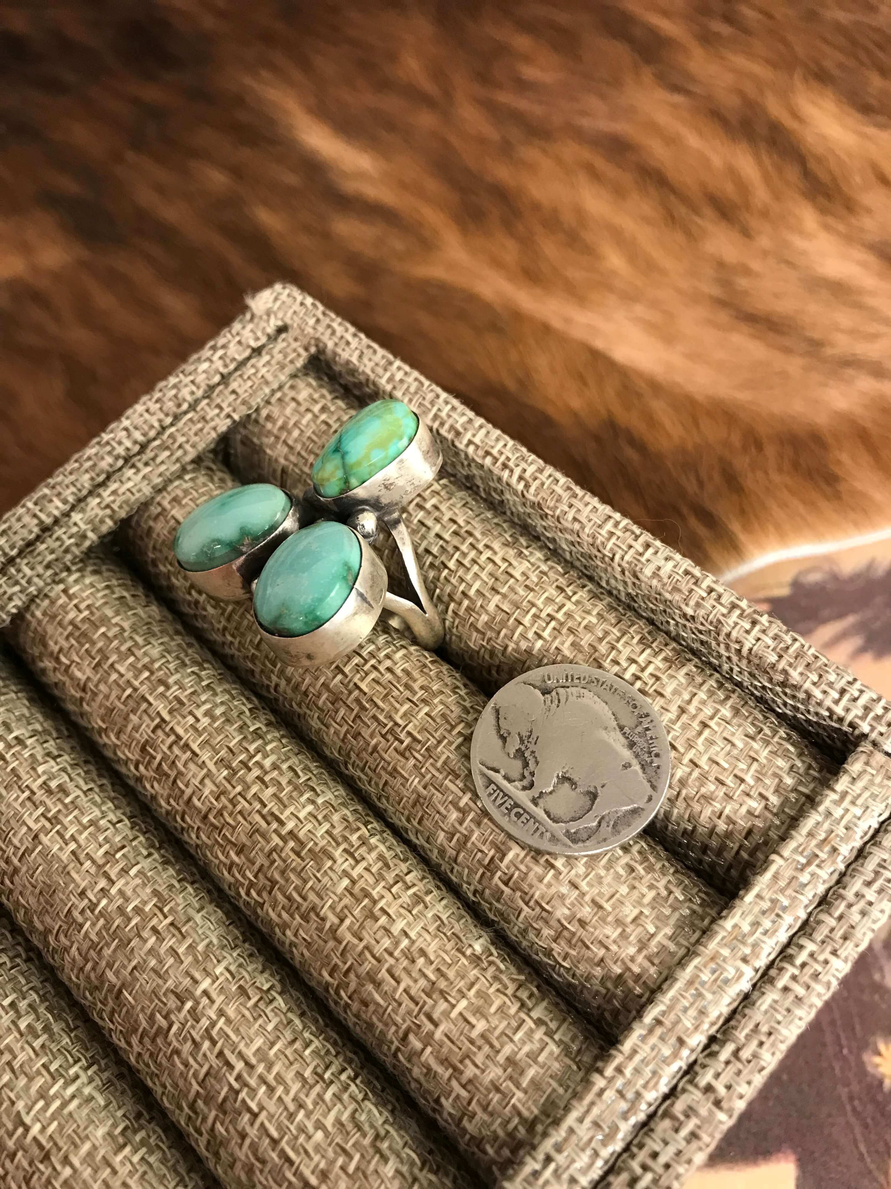 The Tempe Ring 4, Sz. 8-Rings-Calli Co., Turquoise and Silver Jewelry, Native American Handmade, Zuni Tribe, Navajo Tribe, Brock Texas