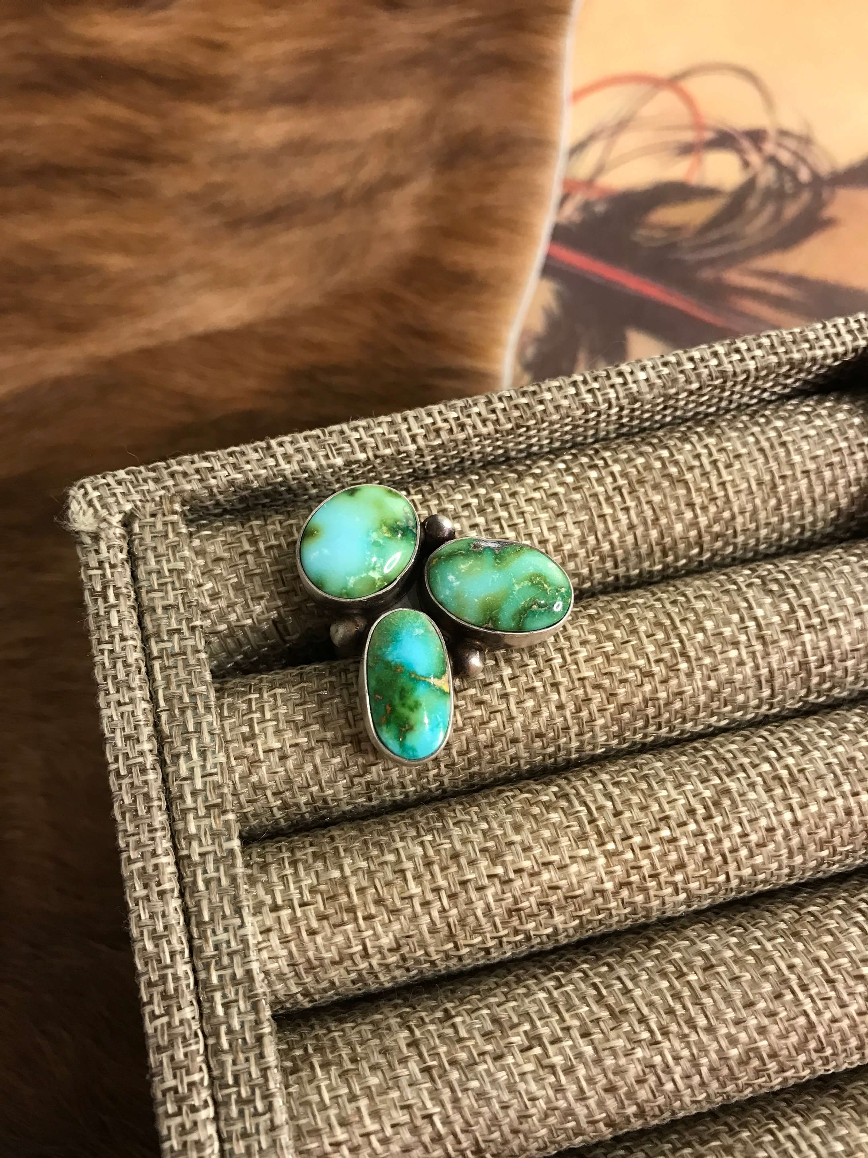 The Tempe Ring 5, Sz. 9 XX-Rings-Calli Co., Turquoise and Silver Jewelry, Native American Handmade, Zuni Tribe, Navajo Tribe, Brock Texas