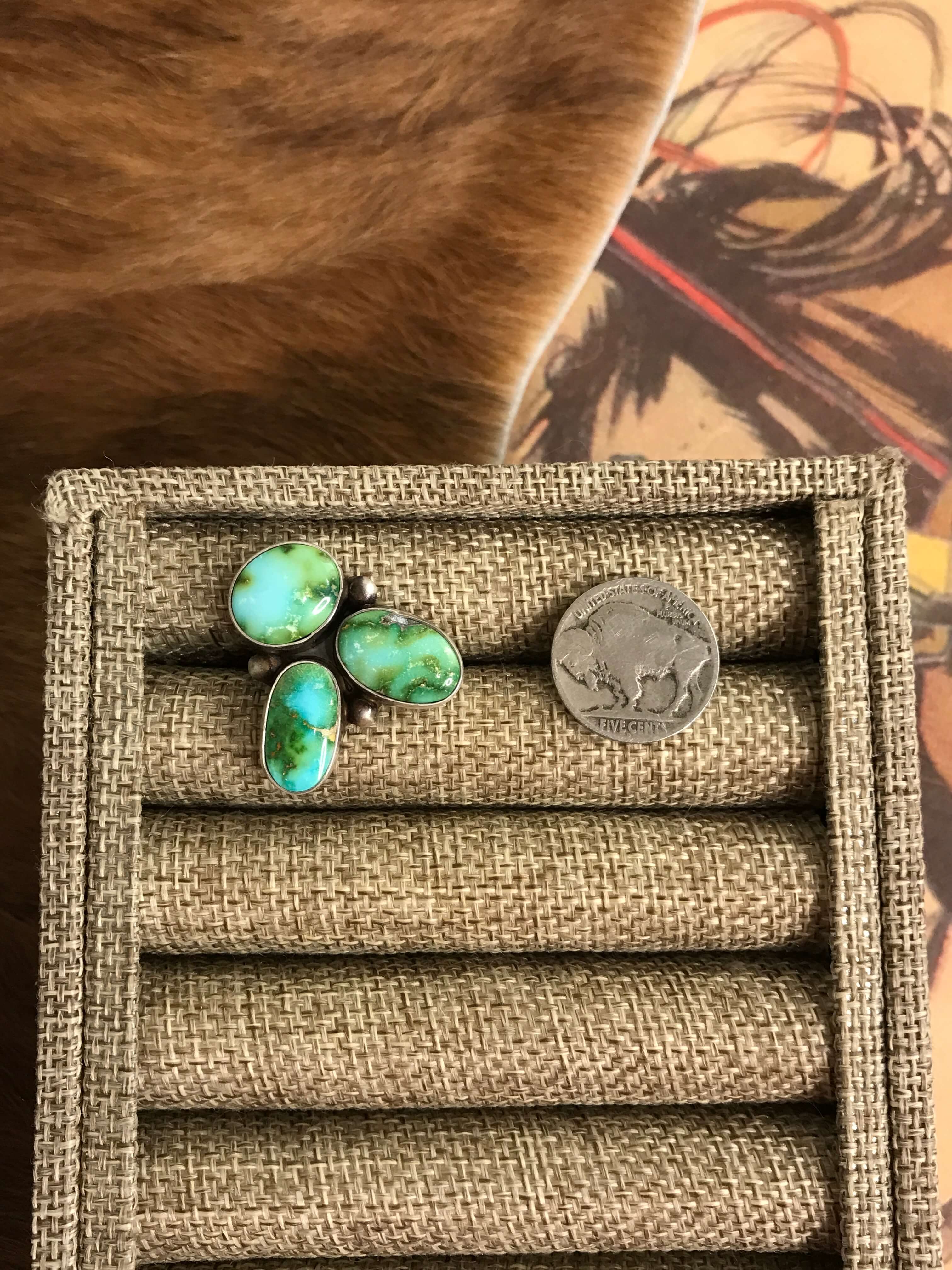 The Tempe Ring 5, Sz. 9 XX-Rings-Calli Co., Turquoise and Silver Jewelry, Native American Handmade, Zuni Tribe, Navajo Tribe, Brock Texas