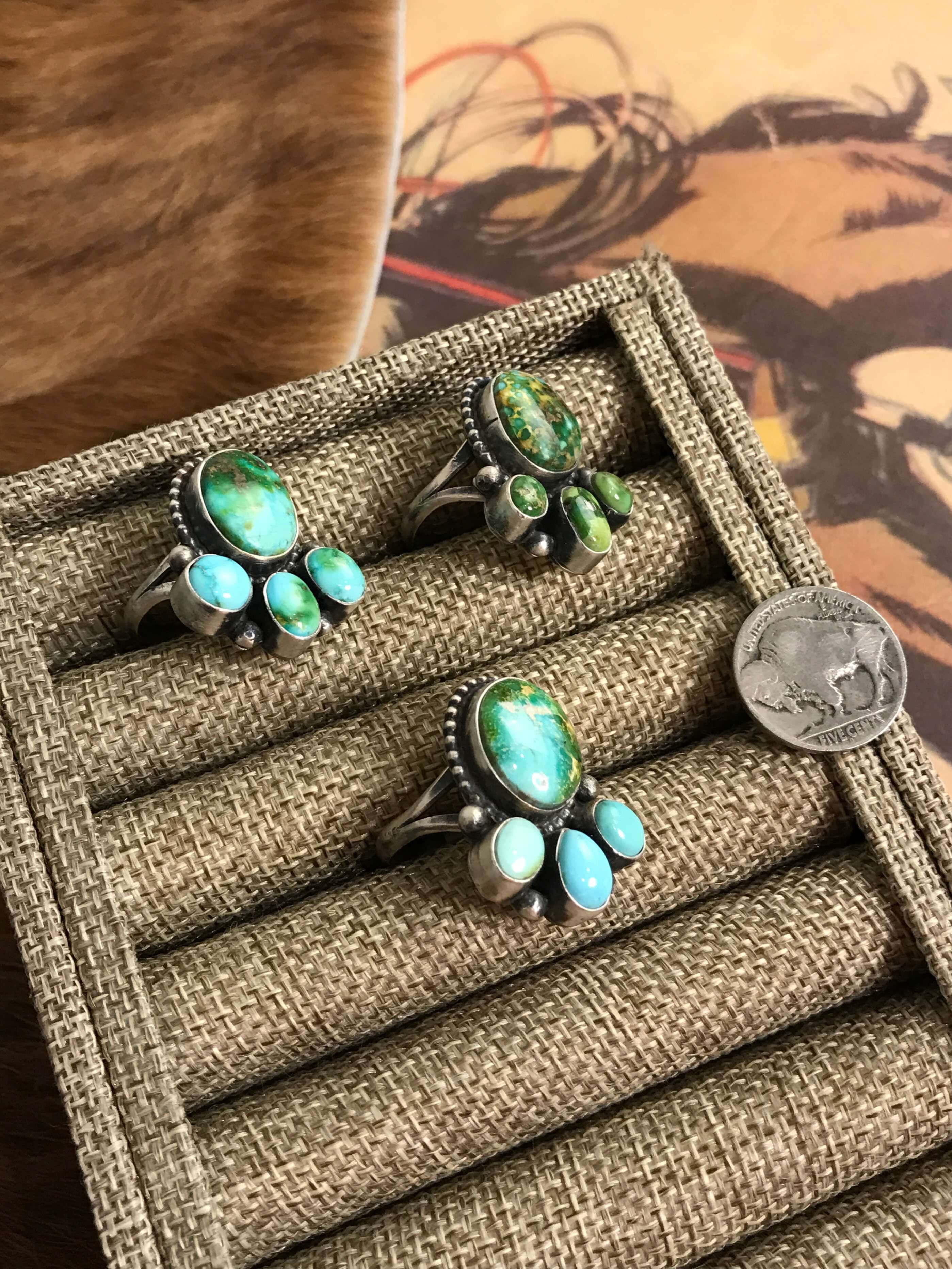 The Barwick Rings-Rings-Calli Co., Turquoise and Silver Jewelry, Native American Handmade, Zuni Tribe, Navajo Tribe, Brock Texas