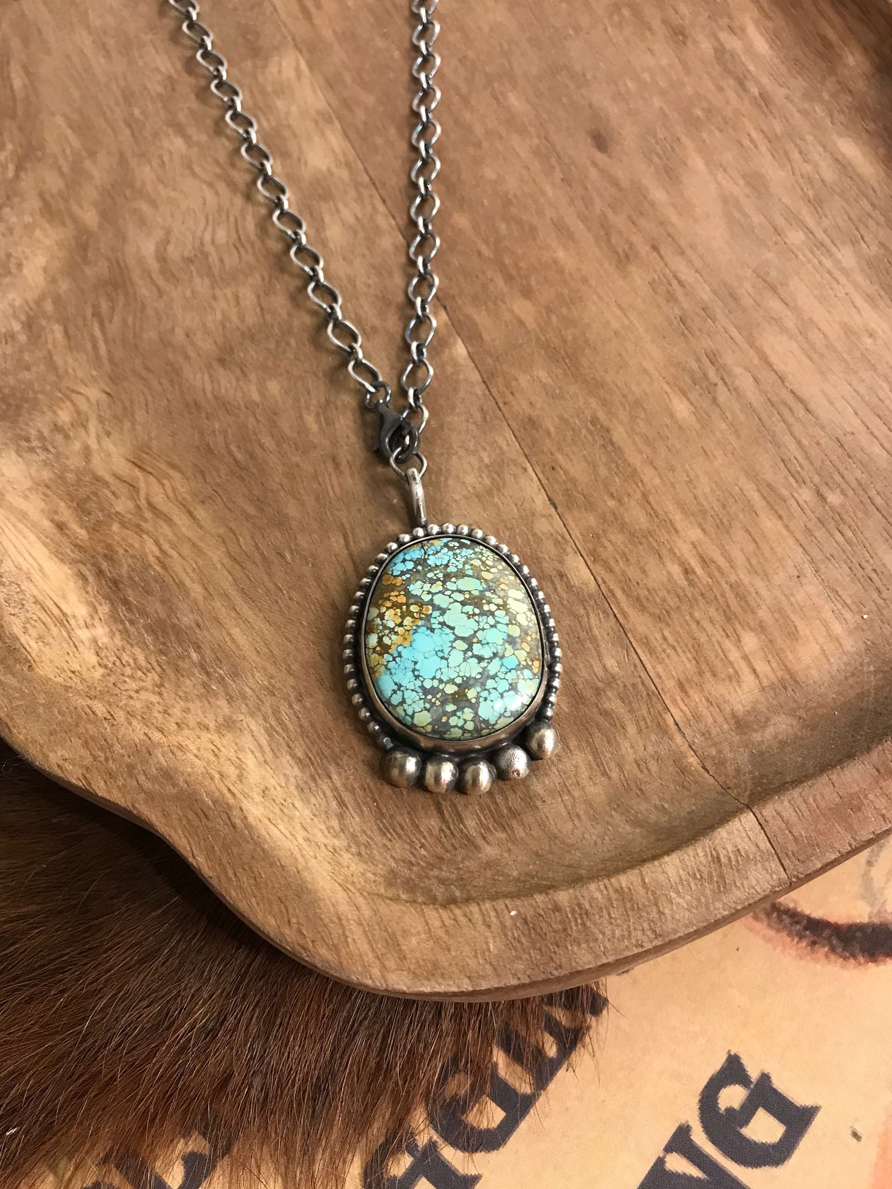 The Tullos Turquoise Necklace, 3-Necklaces-Calli Co., Turquoise and Silver Jewelry, Native American Handmade, Zuni Tribe, Navajo Tribe, Brock Texas