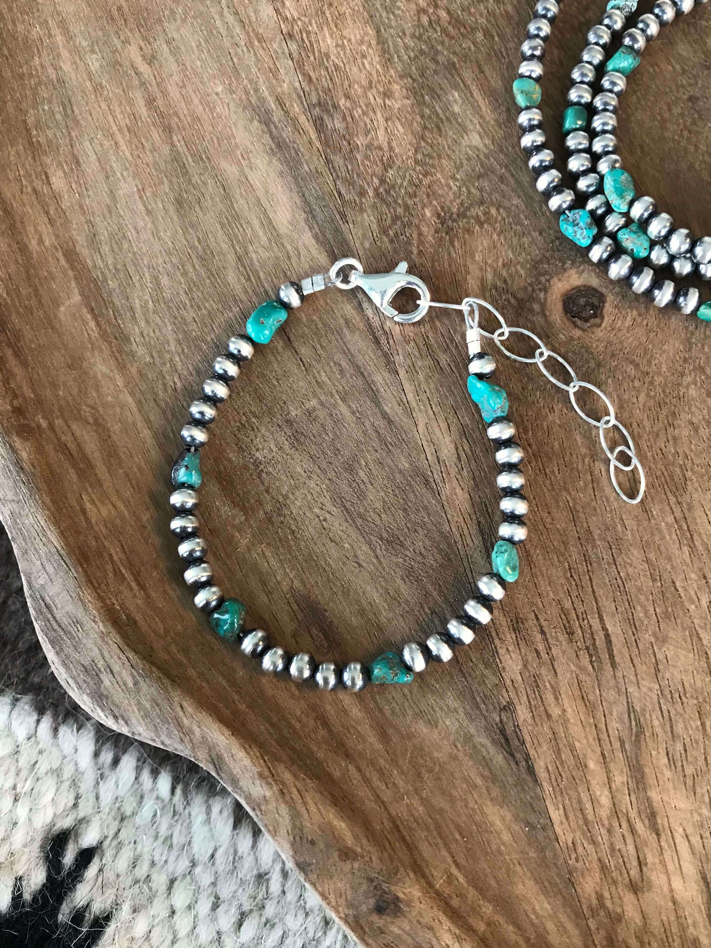 The Nugget and Pearl Bracelet-Bracelets & Cuffs-Calli Co., Turquoise and Silver Jewelry, Native American Handmade, Zuni Tribe, Navajo Tribe, Brock Texas