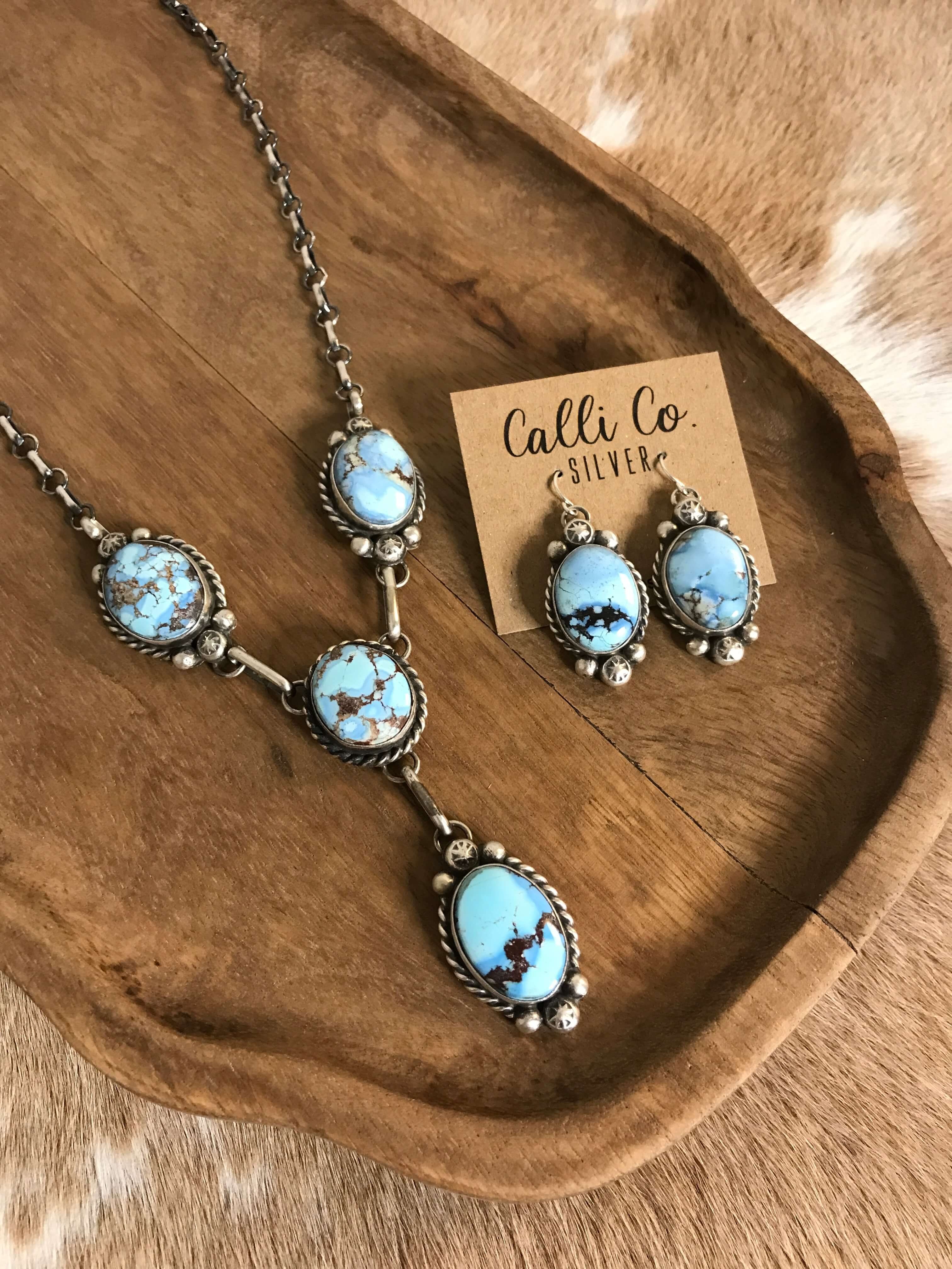 The Copeland Lariat Necklace Set, 12-Necklaces-Calli Co., Turquoise and Silver Jewelry, Native American Handmade, Zuni Tribe, Navajo Tribe, Brock Texas