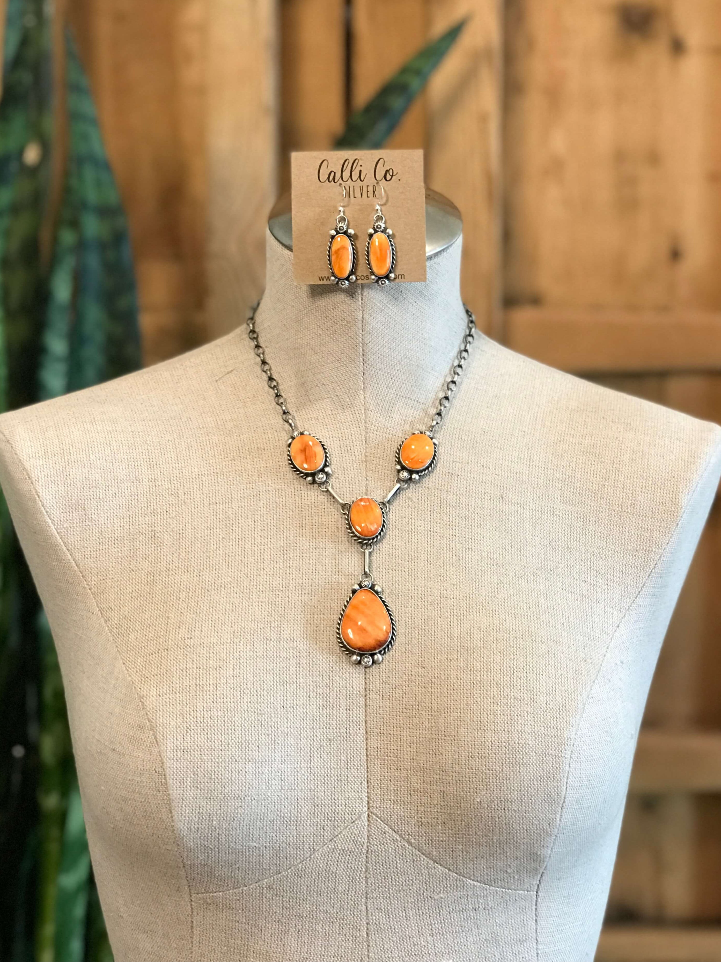 The Clermont Lariat Necklace Set-Necklaces-Calli Co., Turquoise and Silver Jewelry, Native American Handmade, Zuni Tribe, Navajo Tribe, Brock Texas