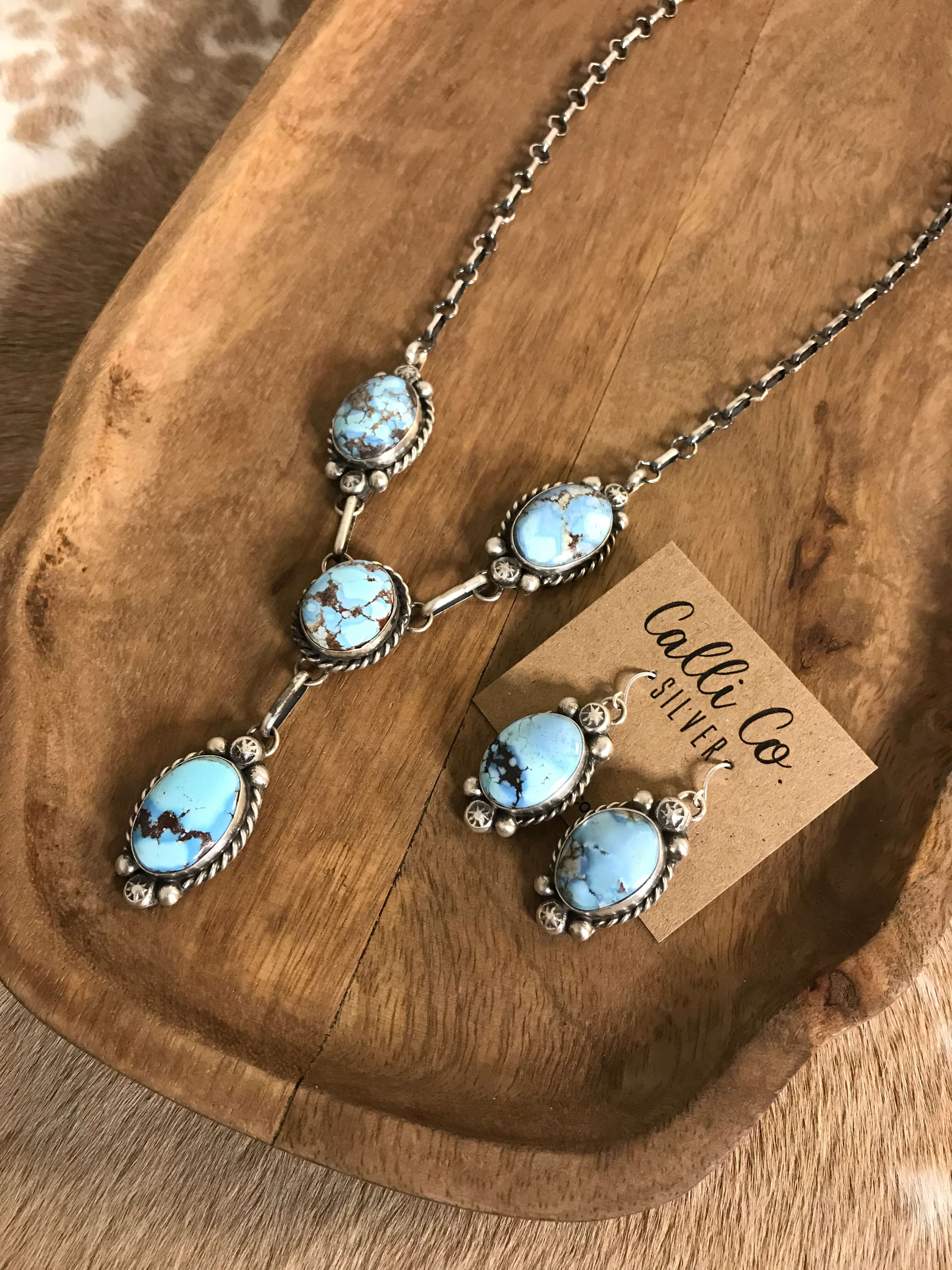The Copeland Lariat Necklace Set, 12-Necklaces-Calli Co., Turquoise and Silver Jewelry, Native American Handmade, Zuni Tribe, Navajo Tribe, Brock Texas