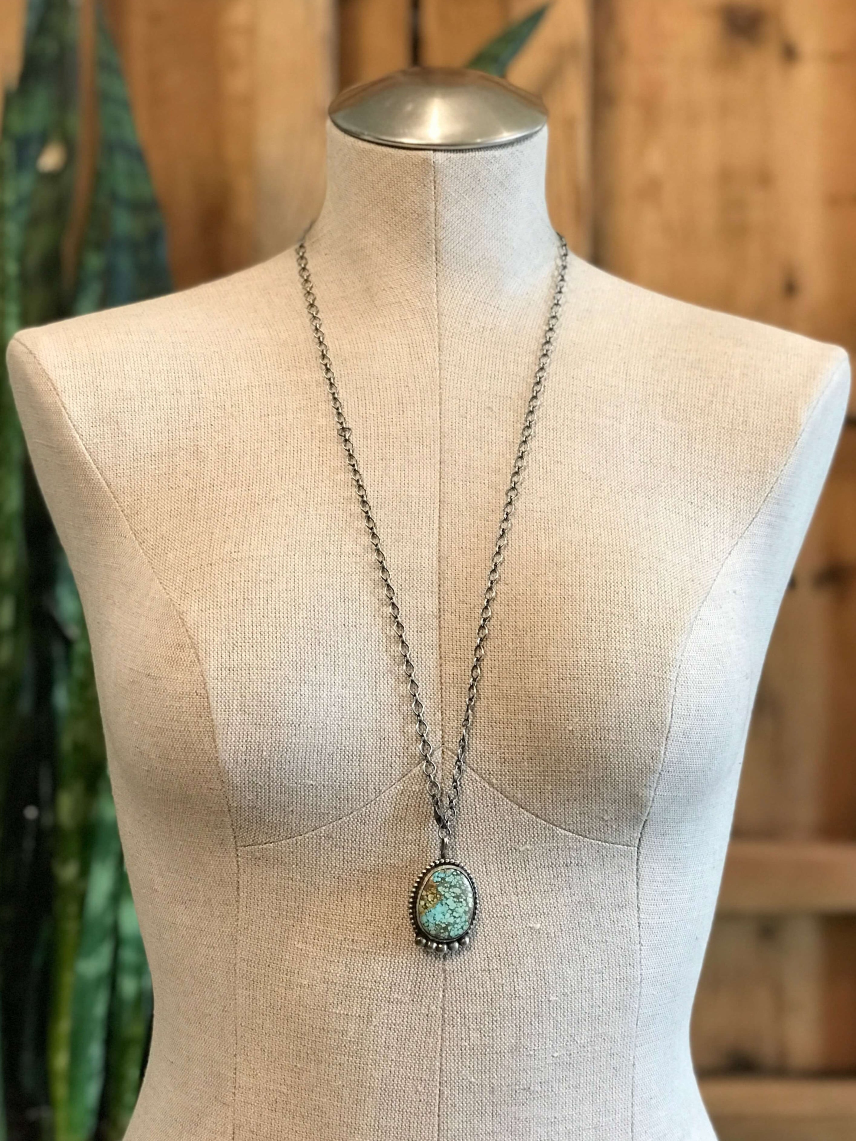 The Tullos Turquoise Necklace, 3-Necklaces-Calli Co., Turquoise and Silver Jewelry, Native American Handmade, Zuni Tribe, Navajo Tribe, Brock Texas