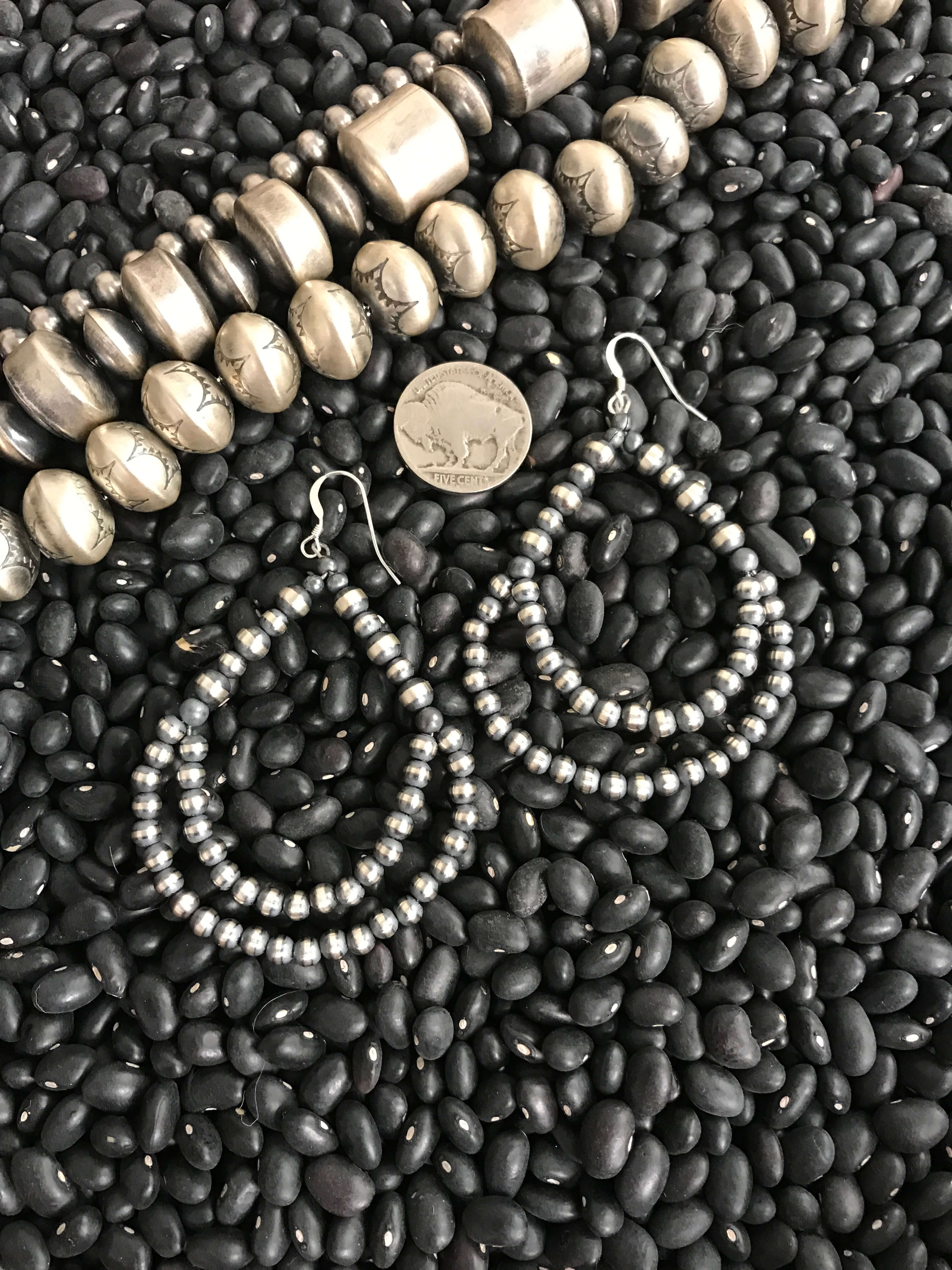 The Carson Pearl Hoop Earrings-Earrings-Calli Co., Turquoise and Silver Jewelry, Native American Handmade, Zuni Tribe, Navajo Tribe, Brock Texas