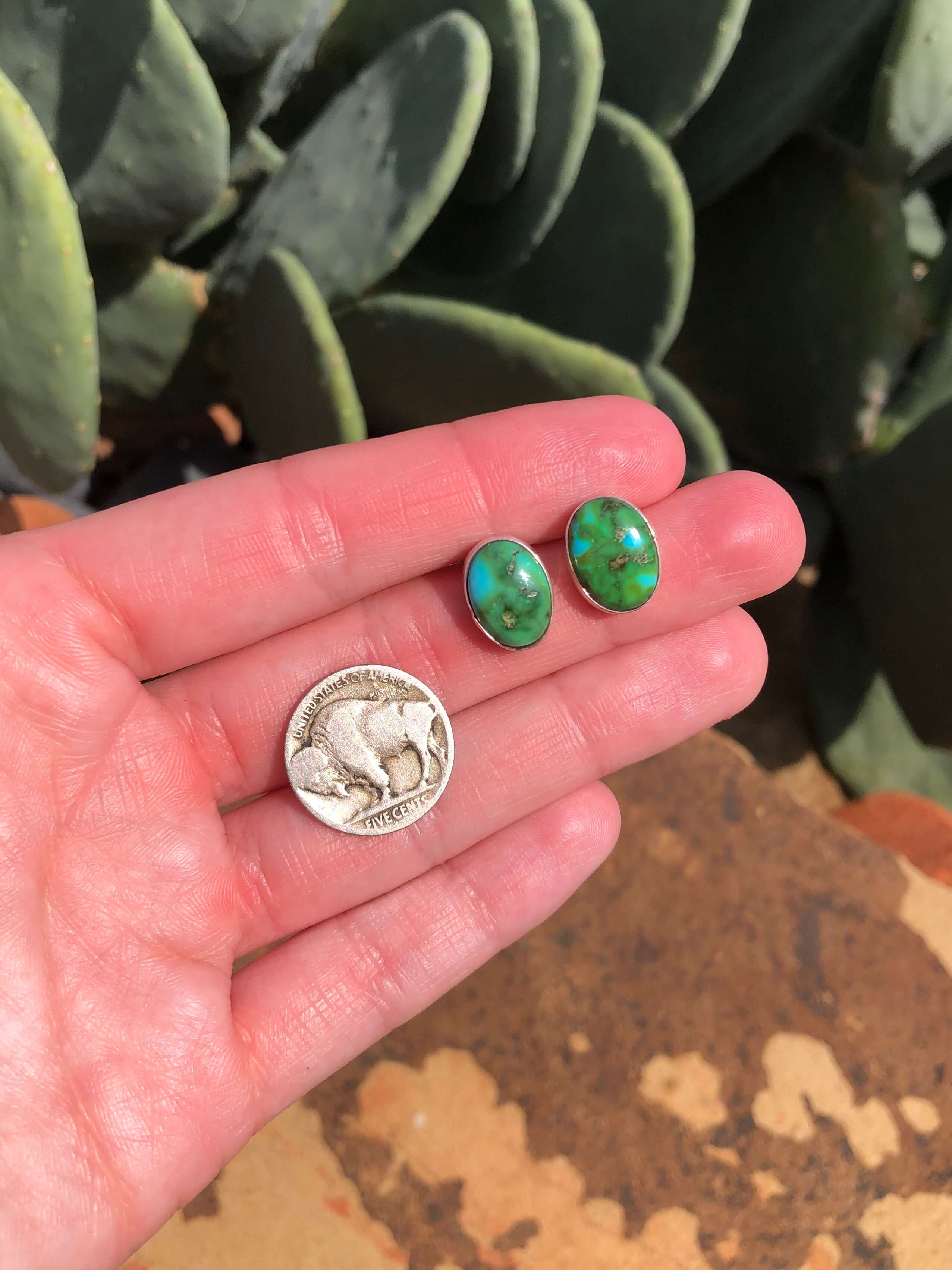 The Sonoran Gold Studs, 10-Earrings-Calli Co., Turquoise and Silver Jewelry, Native American Handmade, Zuni Tribe, Navajo Tribe, Brock Texas