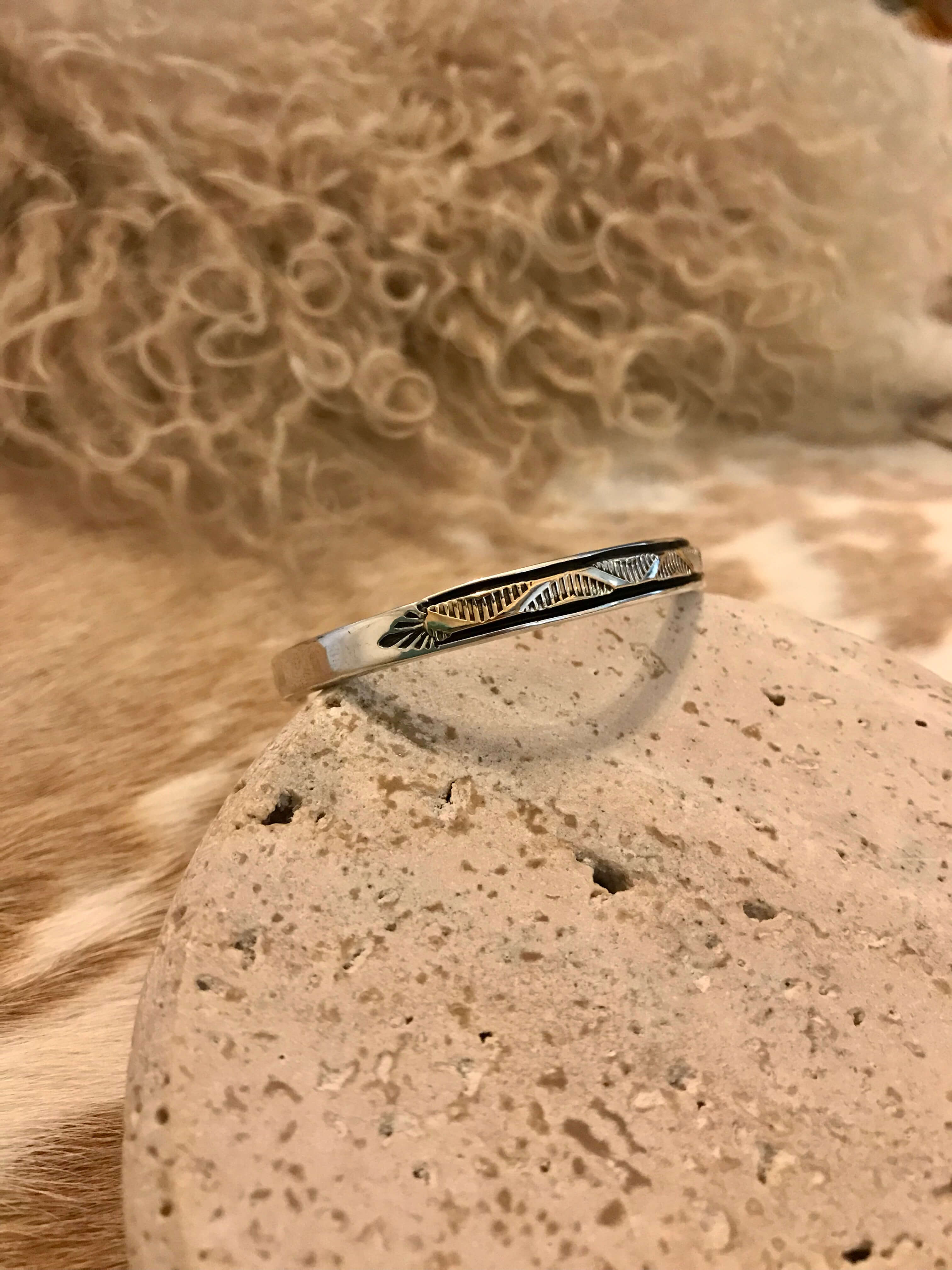 The Golden Cuff, 6-Bracelets & Cuffs-Calli Co., Turquoise and Silver Jewelry, Native American Handmade, Zuni Tribe, Navajo Tribe, Brock Texas