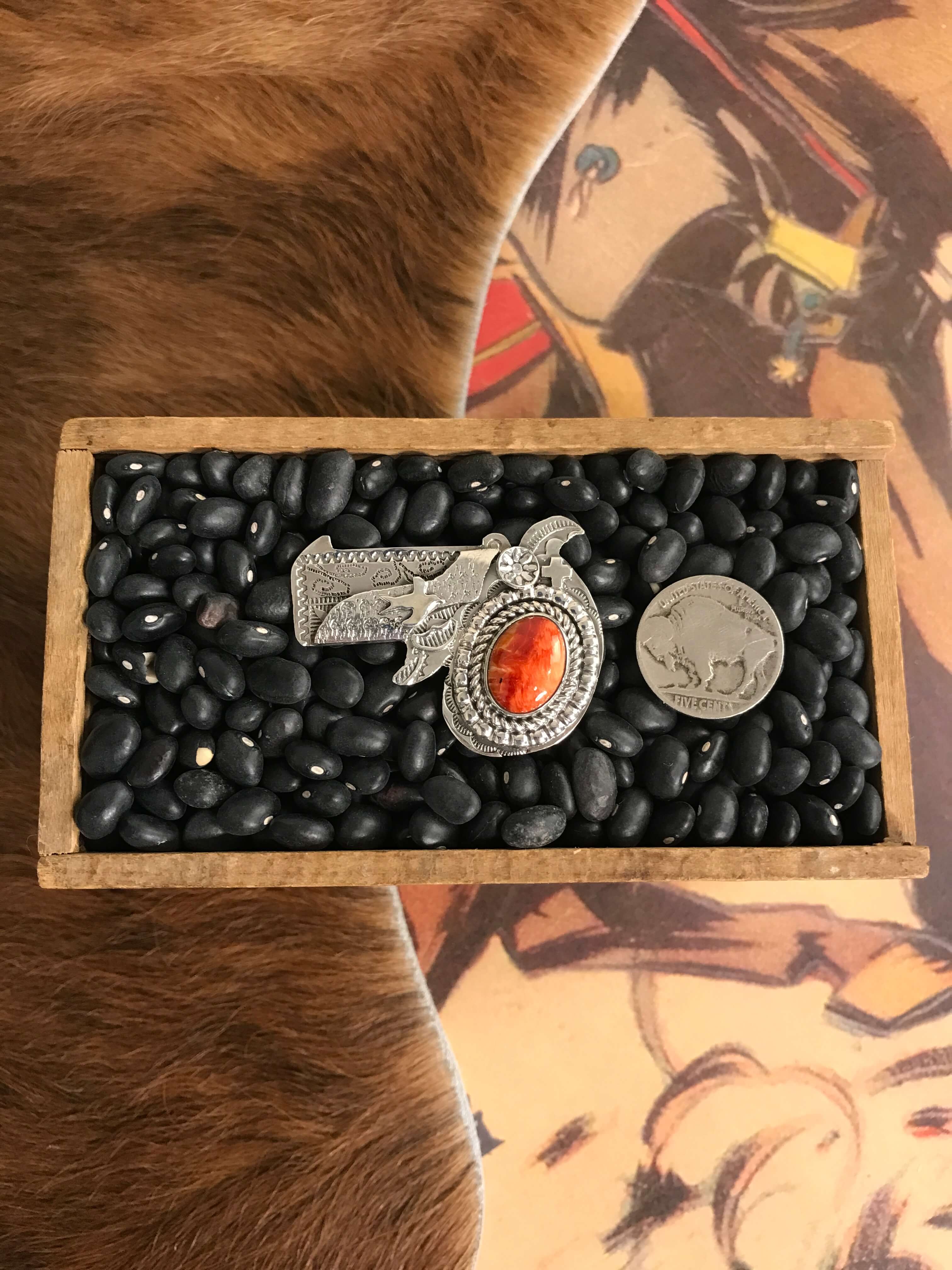 The Annie Oakley Adjustable Ring, 2-Rings-Calli Co., Turquoise and Silver Jewelry, Native American Handmade, Zuni Tribe, Navajo Tribe, Brock Texas