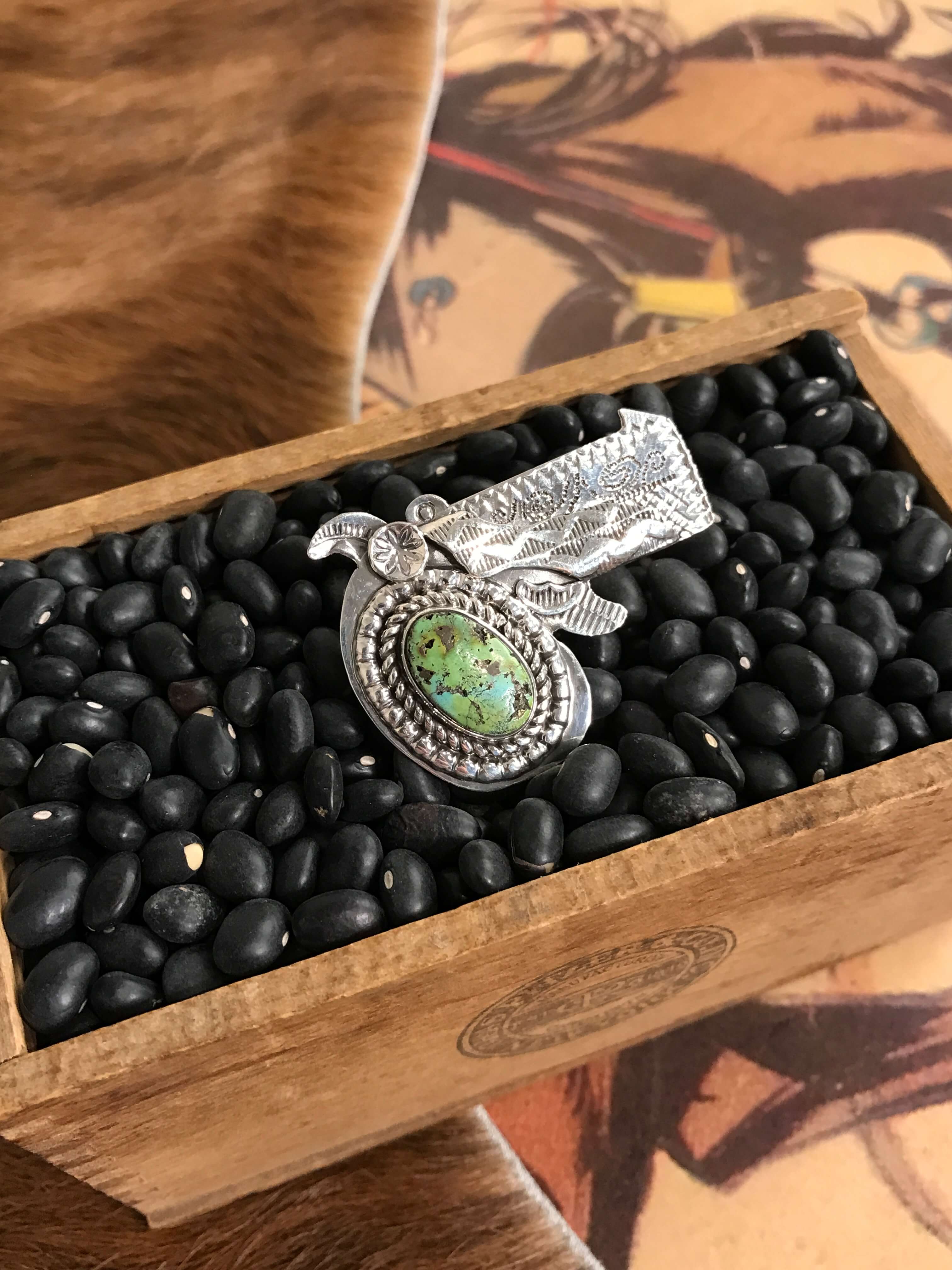 The Annie Oakley Adjustable Ring, 4-Rings-Calli Co., Turquoise and Silver Jewelry, Native American Handmade, Zuni Tribe, Navajo Tribe, Brock Texas