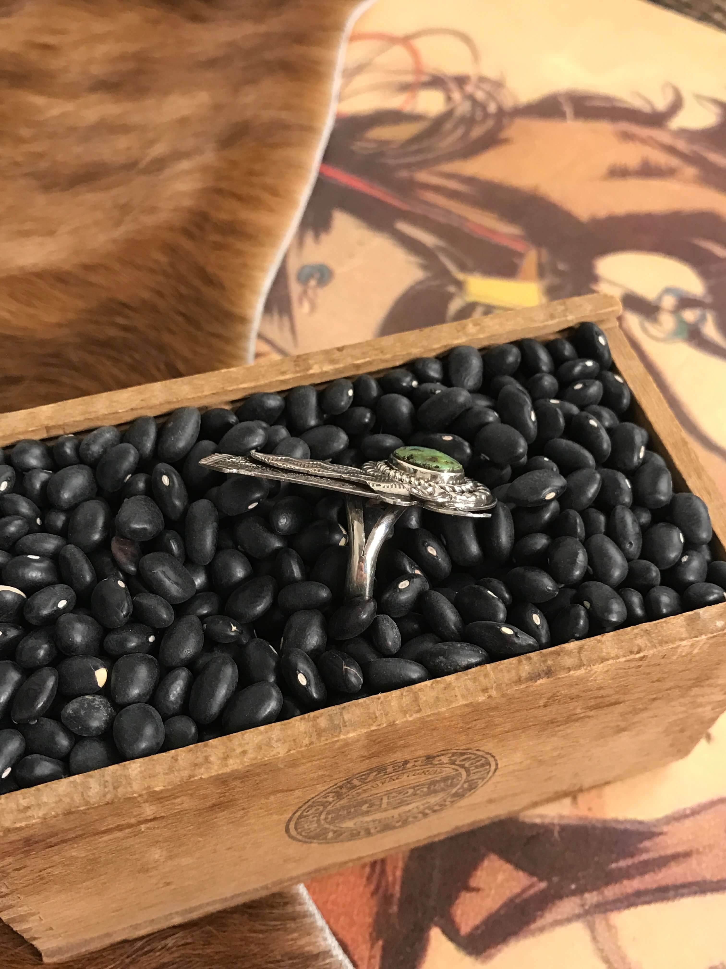 The Annie Oakley Adjustable Ring, 4-Rings-Calli Co., Turquoise and Silver Jewelry, Native American Handmade, Zuni Tribe, Navajo Tribe, Brock Texas