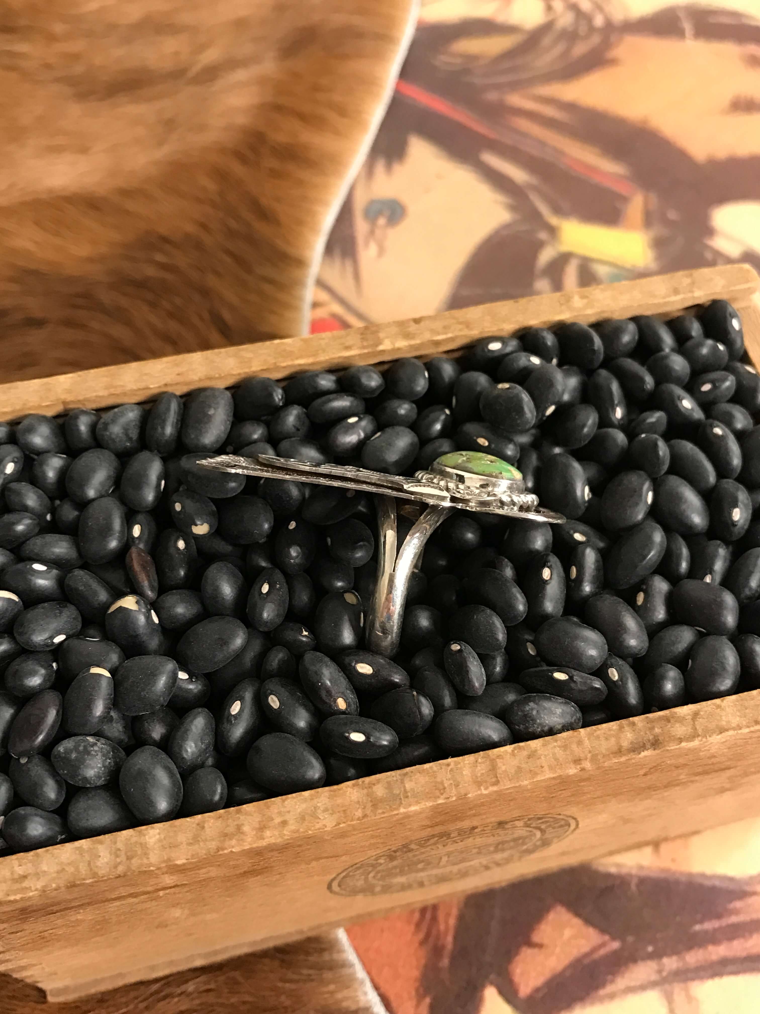 The Annie Oakley Adjustable Ring, 5-Rings-Calli Co., Turquoise and Silver Jewelry, Native American Handmade, Zuni Tribe, Navajo Tribe, Brock Texas