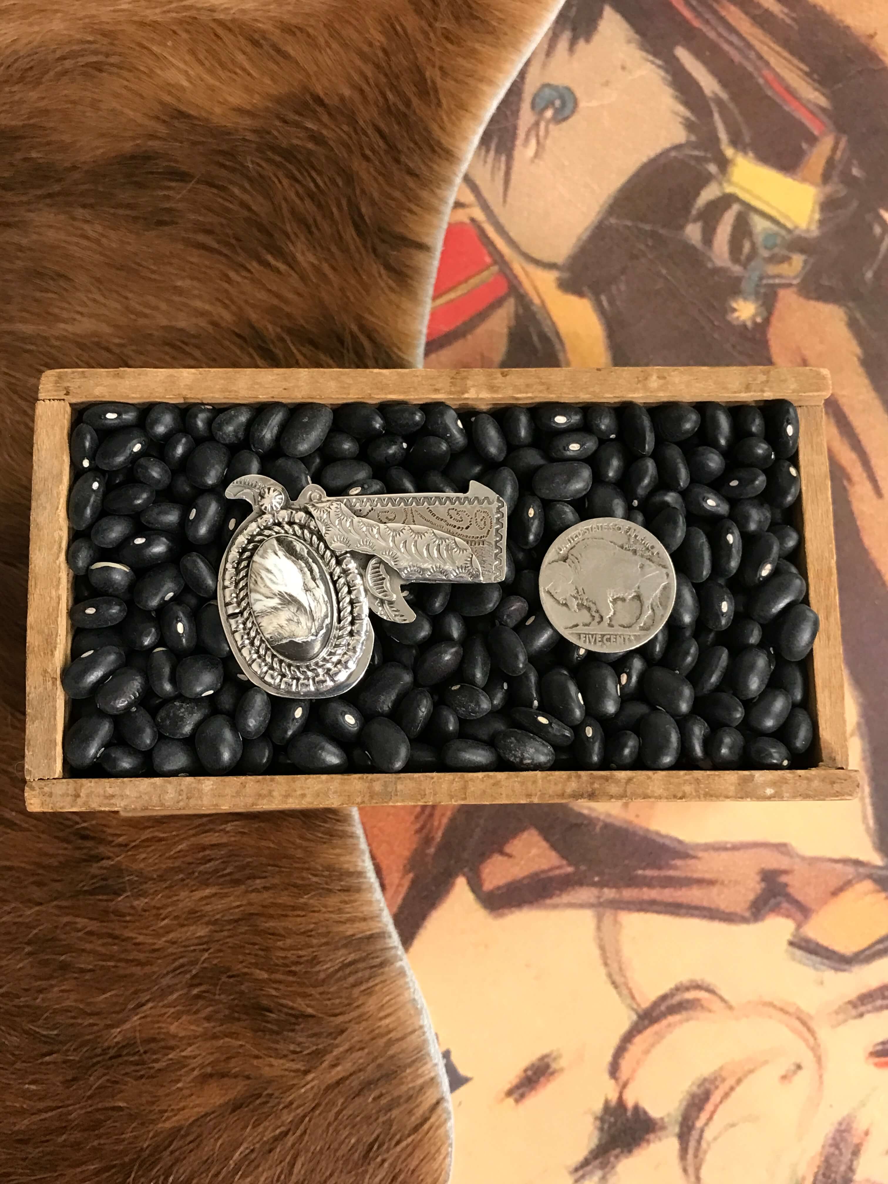 The Annie Oakley Adjustable Ring, 6-Rings-Calli Co., Turquoise and Silver Jewelry, Native American Handmade, Zuni Tribe, Navajo Tribe, Brock Texas