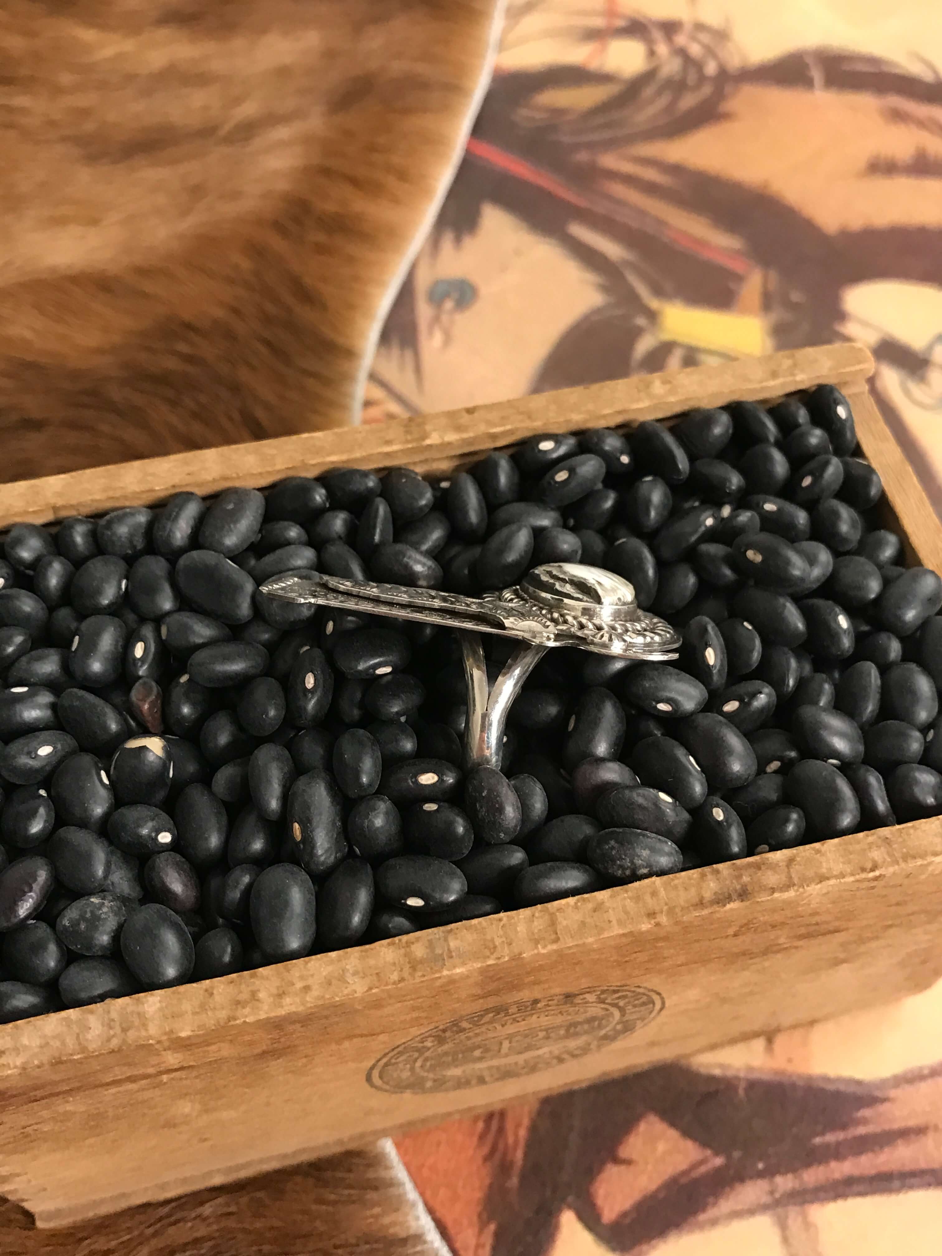 The Annie Oakley Adjustable Ring, 6-Rings-Calli Co., Turquoise and Silver Jewelry, Native American Handmade, Zuni Tribe, Navajo Tribe, Brock Texas