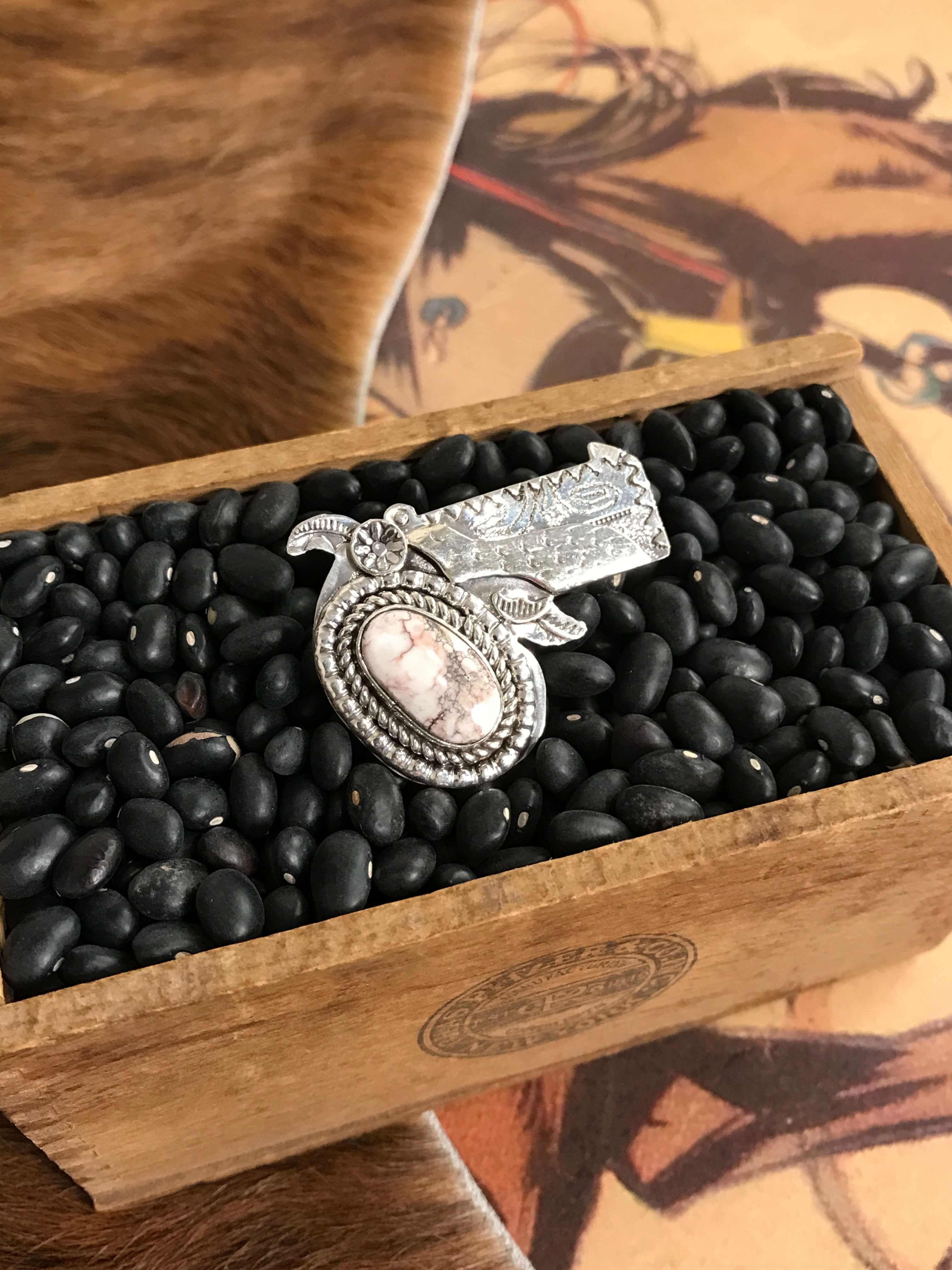 The Annie Oakley Adjustable Ring, 7-Rings-Calli Co., Turquoise and Silver Jewelry, Native American Handmade, Zuni Tribe, Navajo Tribe, Brock Texas