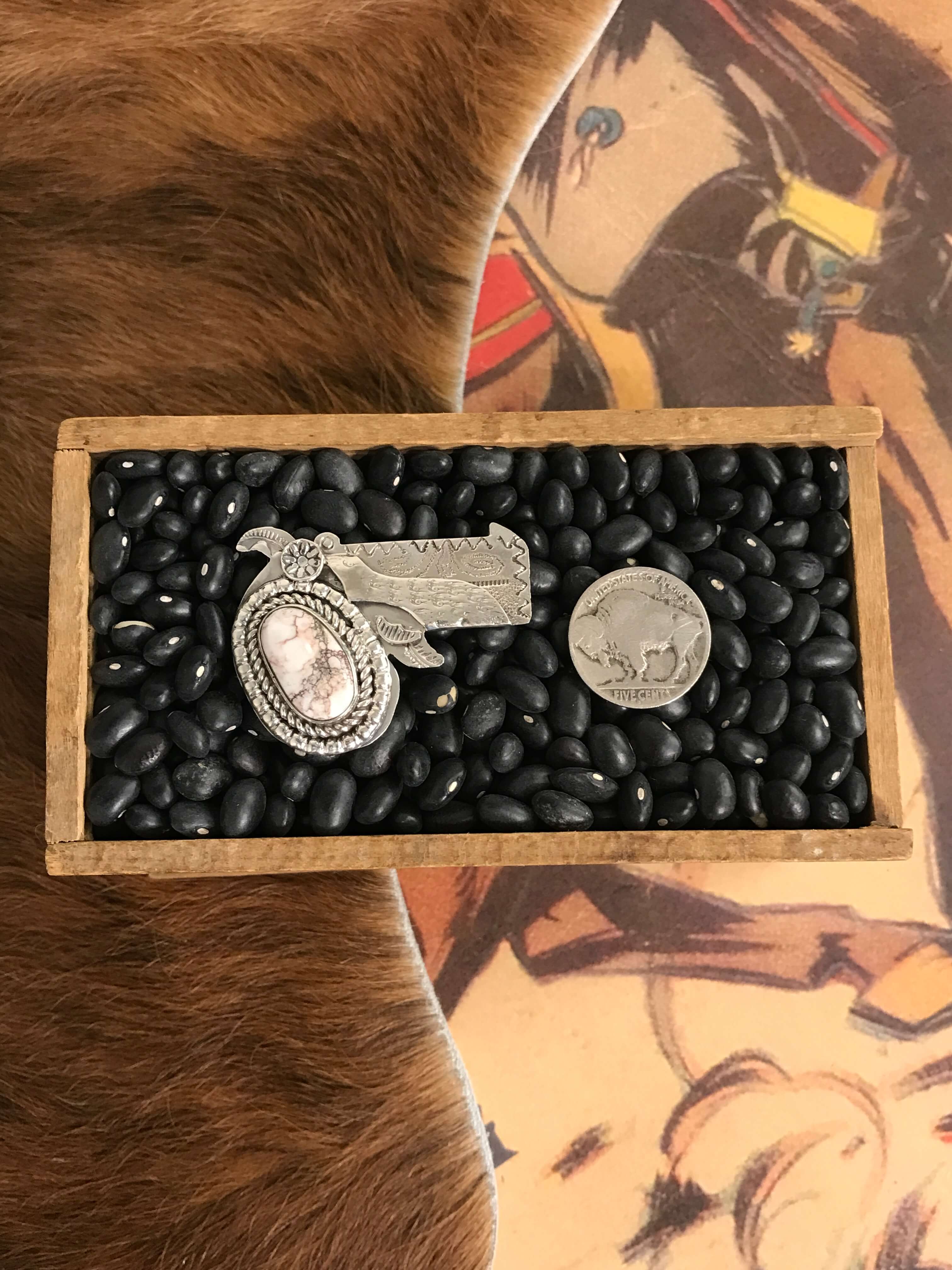 The Annie Oakley Adjustable Ring, 7-Rings-Calli Co., Turquoise and Silver Jewelry, Native American Handmade, Zuni Tribe, Navajo Tribe, Brock Texas