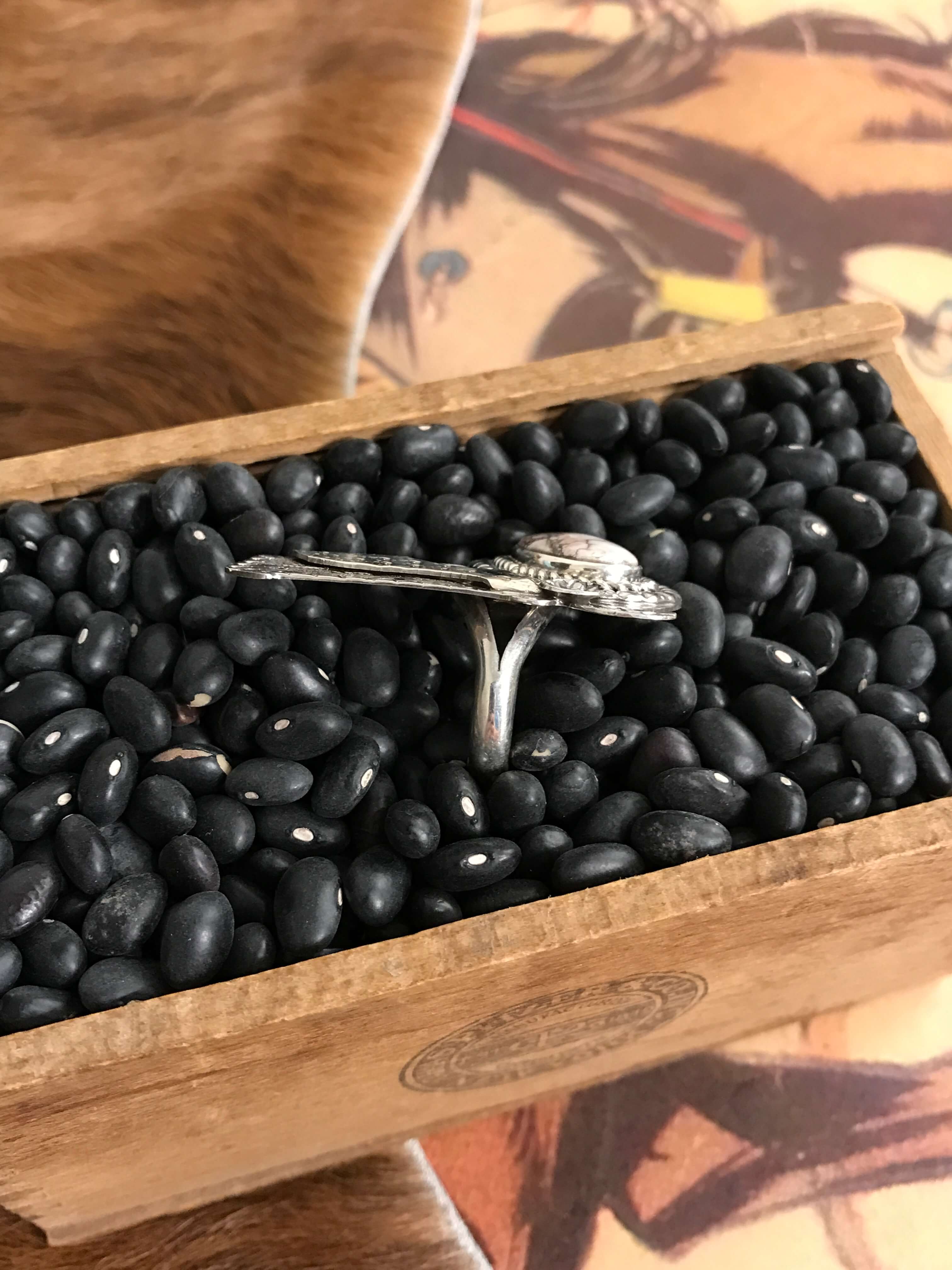 The Annie Oakley Adjustable Ring, 7-Rings-Calli Co., Turquoise and Silver Jewelry, Native American Handmade, Zuni Tribe, Navajo Tribe, Brock Texas