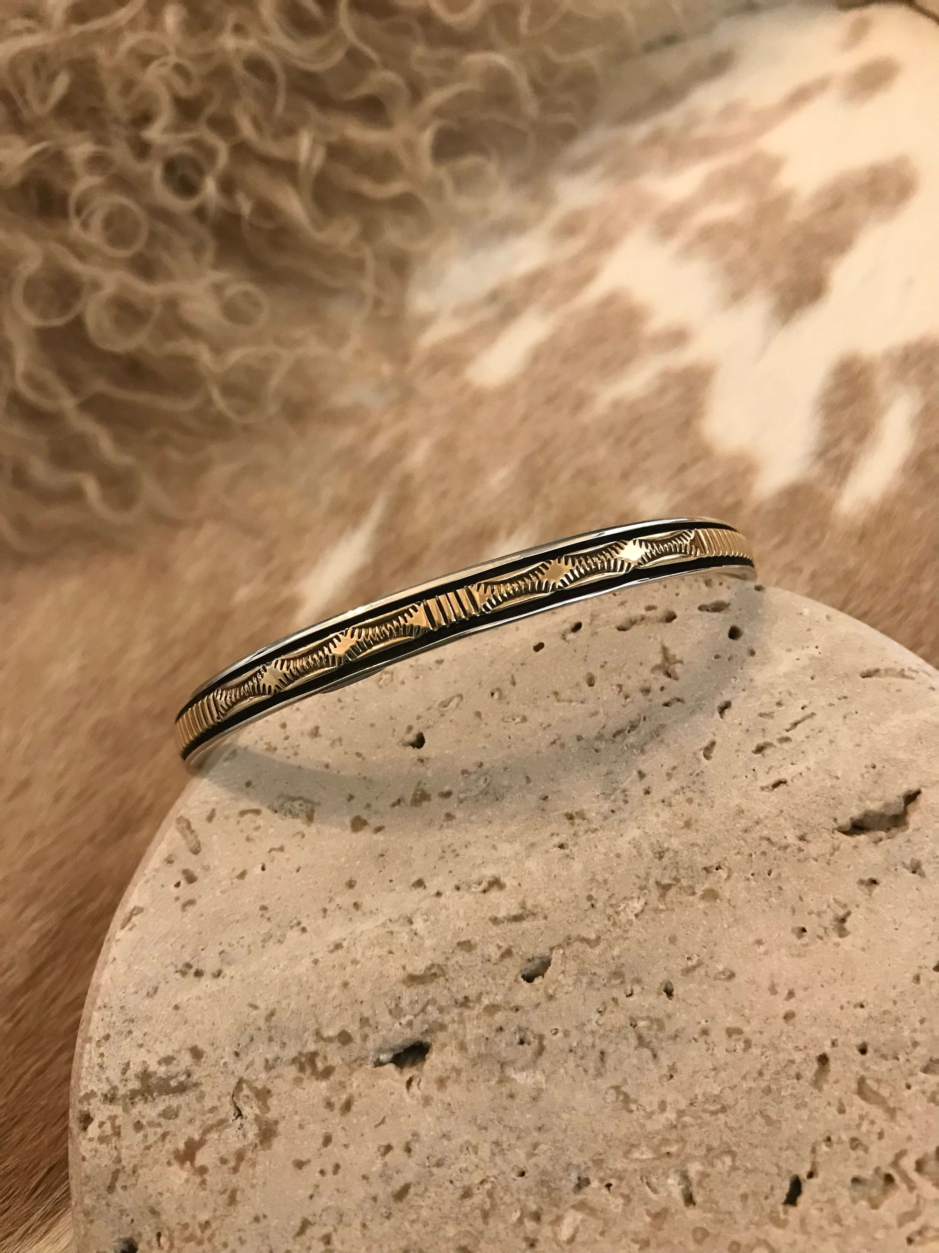 The Golden Cuff, 7-Bracelets & Cuffs-Calli Co., Turquoise and Silver Jewelry, Native American Handmade, Zuni Tribe, Navajo Tribe, Brock Texas