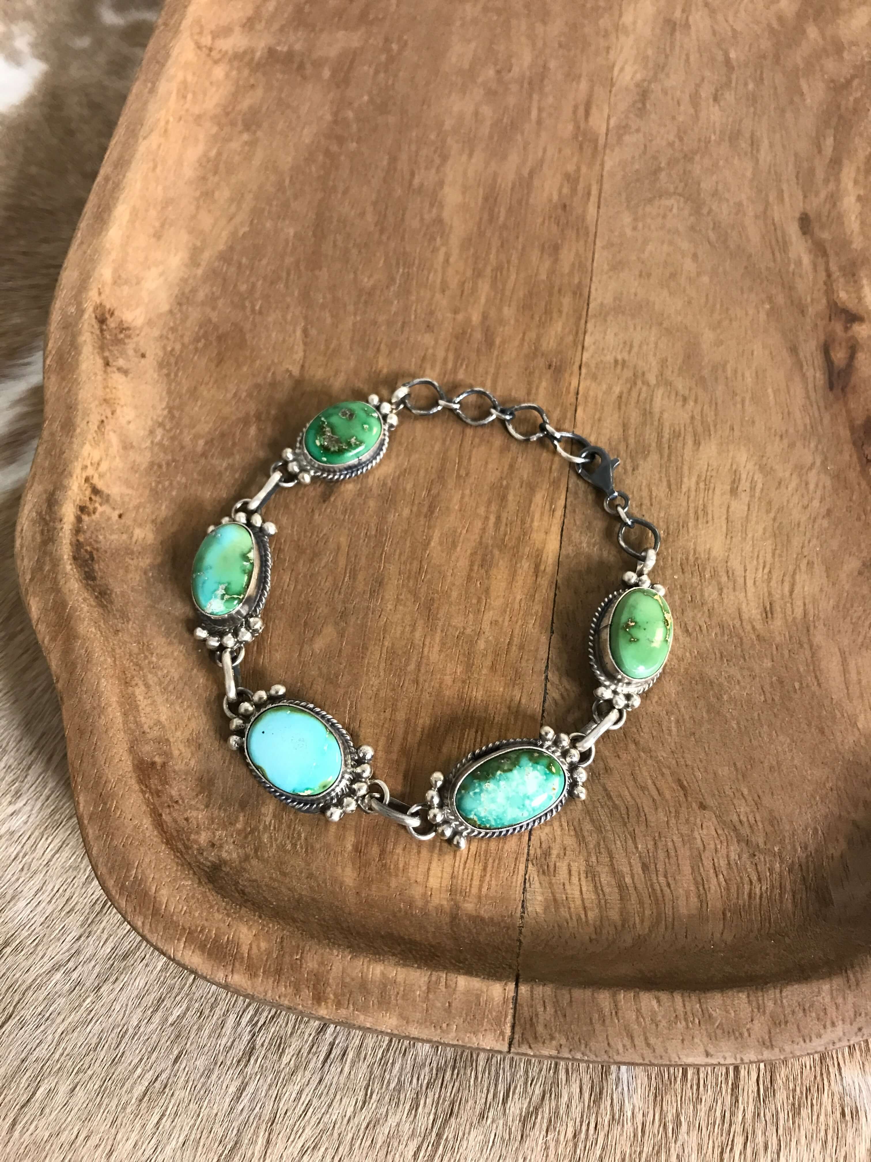 The Norland Link Bracelet, 1-Bracelets & Cuffs-Calli Co., Turquoise and Silver Jewelry, Native American Handmade, Zuni Tribe, Navajo Tribe, Brock Texas