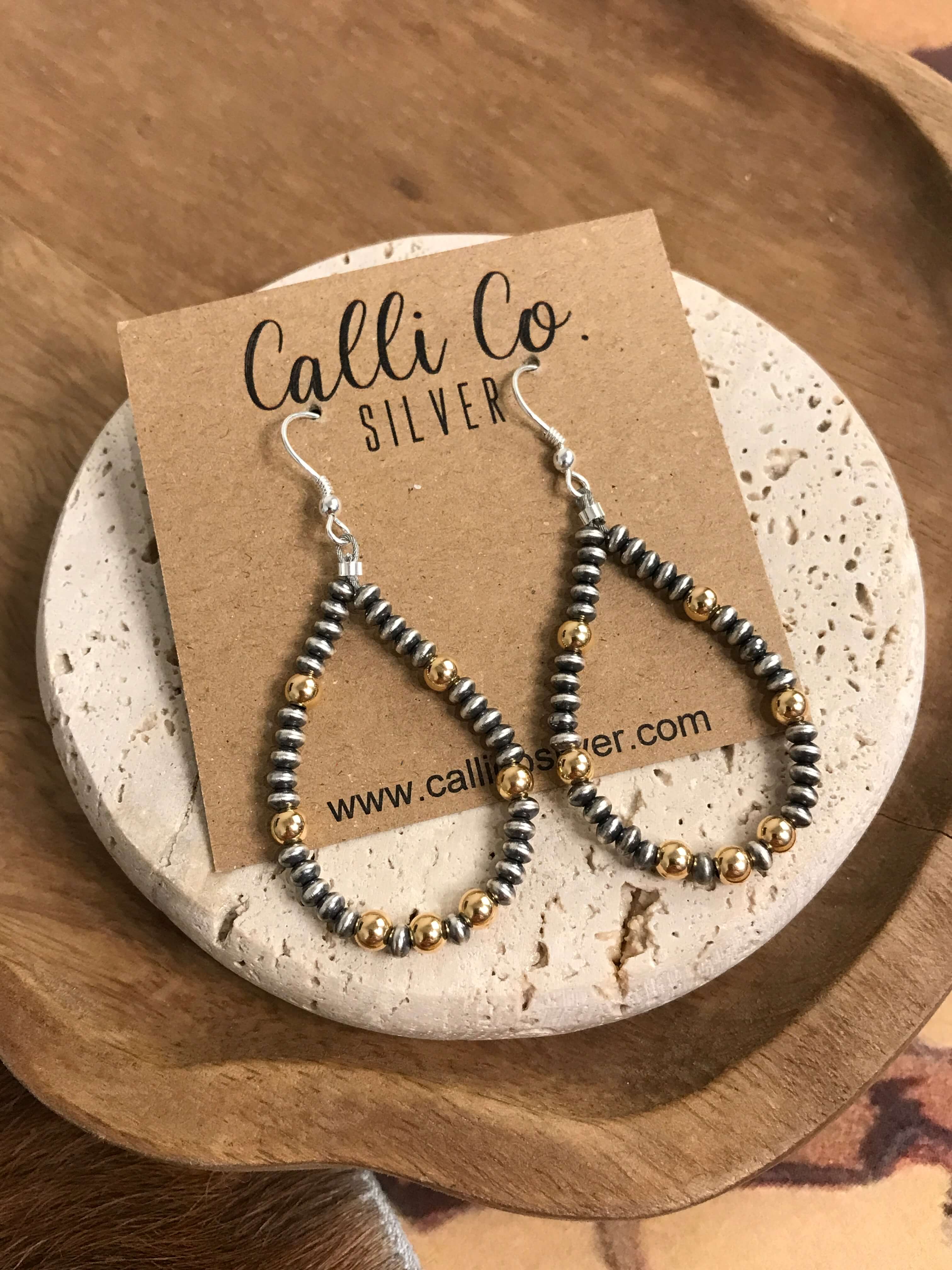 The Gold and Pearl Saucer Hoop Earrings-Earrings-Calli Co., Turquoise and Silver Jewelry, Native American Handmade, Zuni Tribe, Navajo Tribe, Brock Texas