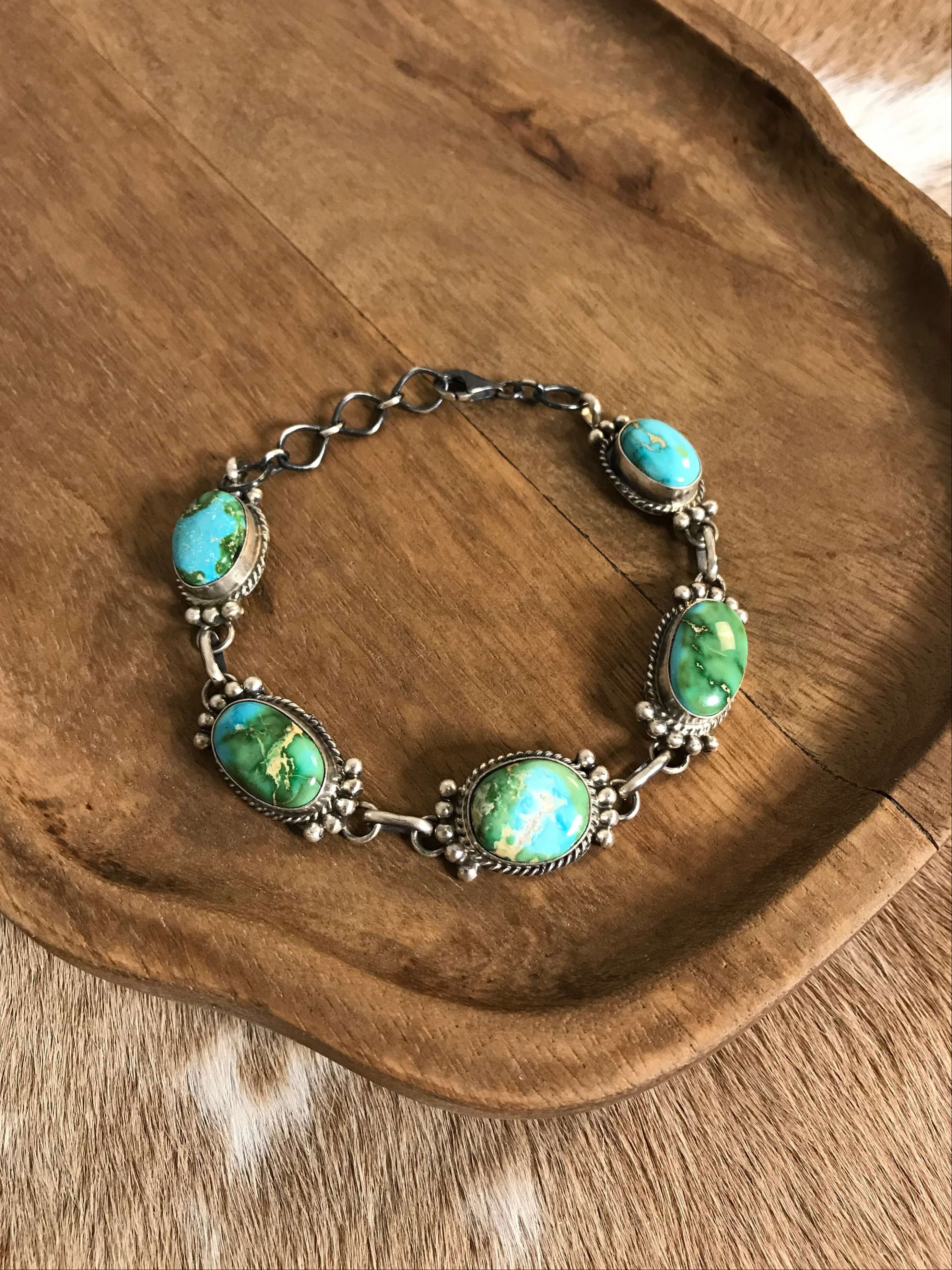 The Norland Link Bracelet, 4-Bracelets & Cuffs-Calli Co., Turquoise and Silver Jewelry, Native American Handmade, Zuni Tribe, Navajo Tribe, Brock Texas