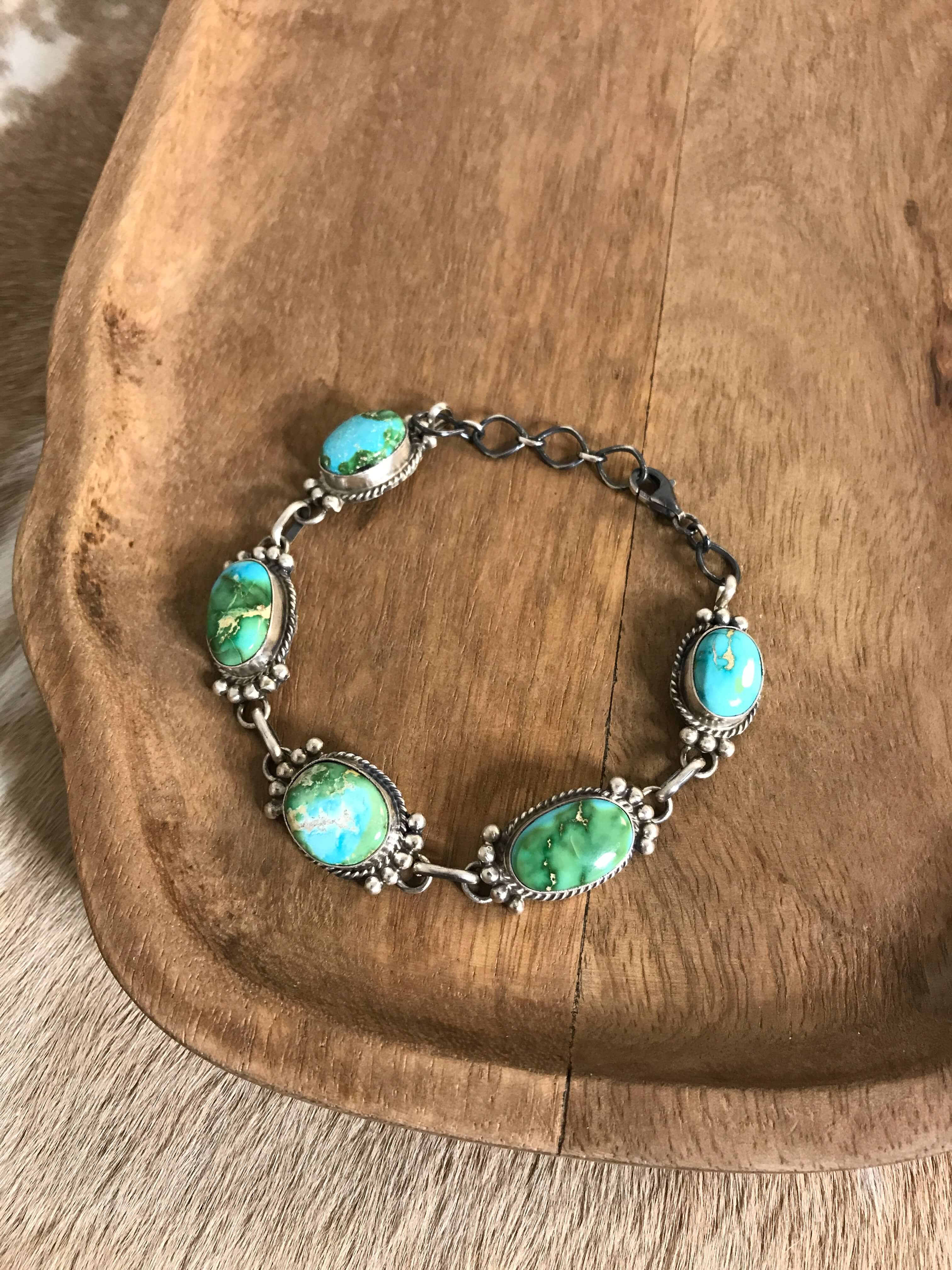 The Norland Link Bracelet, 4-Bracelets & Cuffs-Calli Co., Turquoise and Silver Jewelry, Native American Handmade, Zuni Tribe, Navajo Tribe, Brock Texas