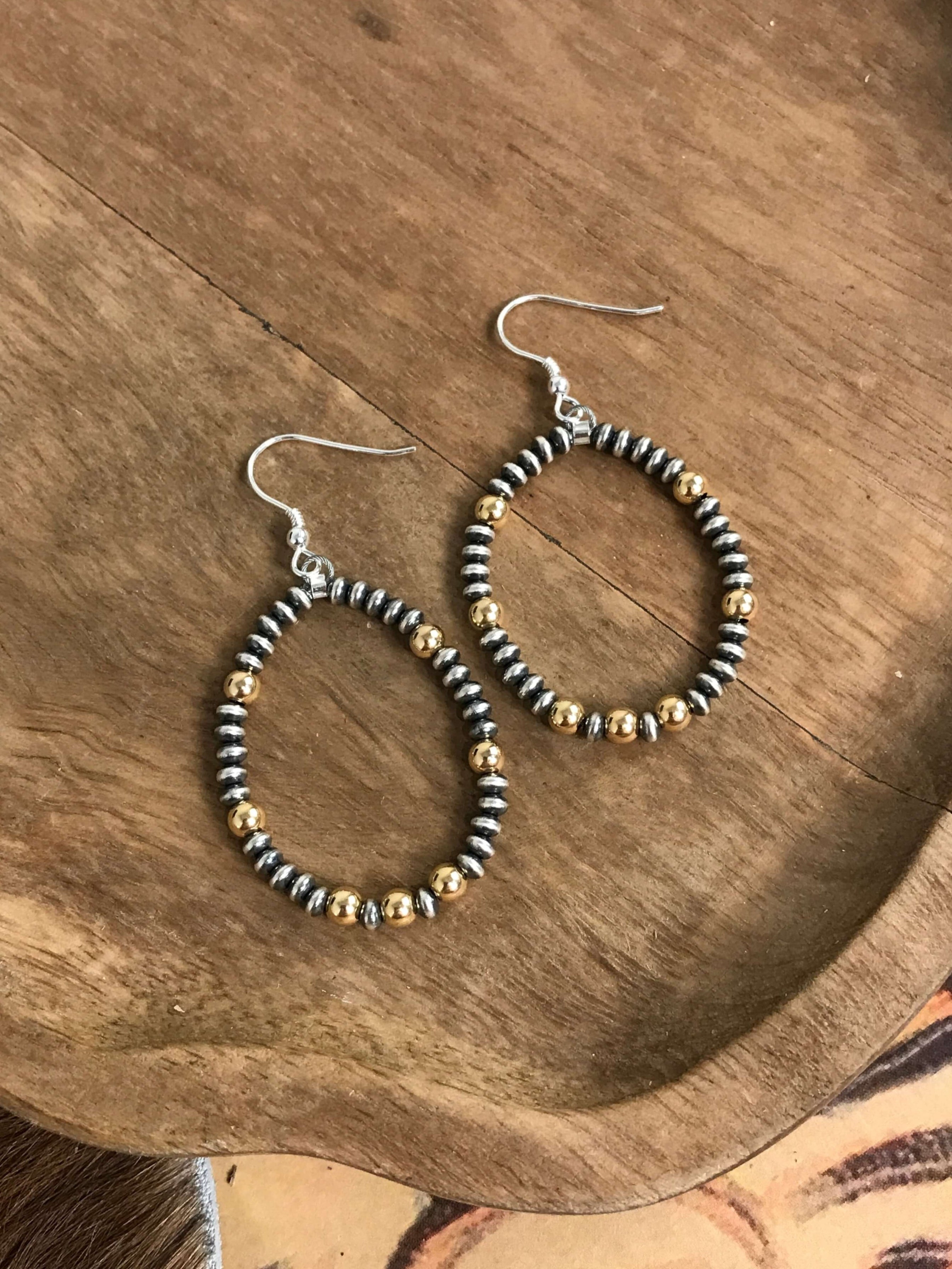 The Tarragona Hoop Earrings-Earrings-Calli Co., Turquoise and Silver Jewelry, Native American Handmade, Zuni Tribe, Navajo Tribe, Brock Texas