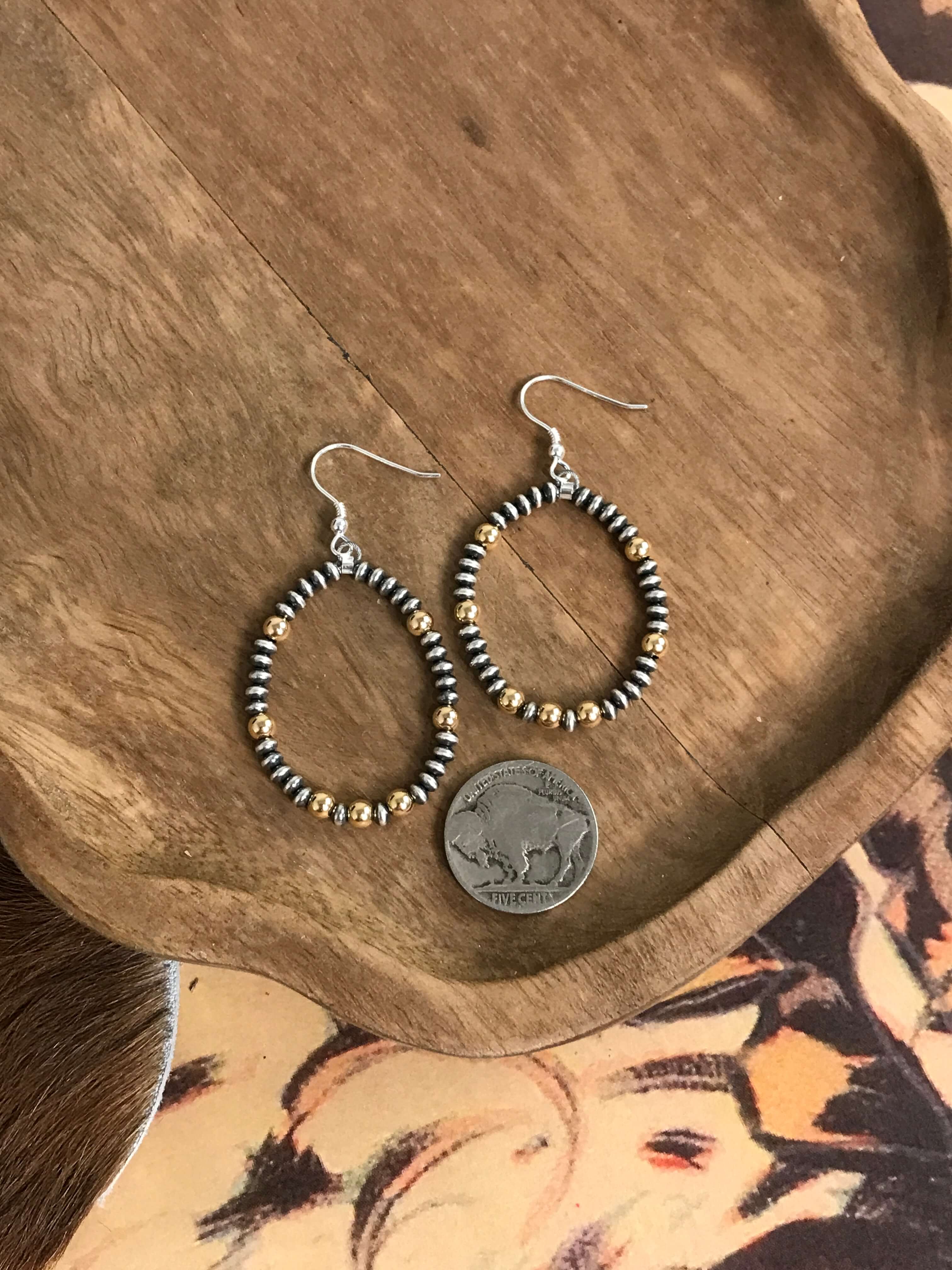 The Tarragona Hoop Earrings-Earrings-Calli Co., Turquoise and Silver Jewelry, Native American Handmade, Zuni Tribe, Navajo Tribe, Brock Texas