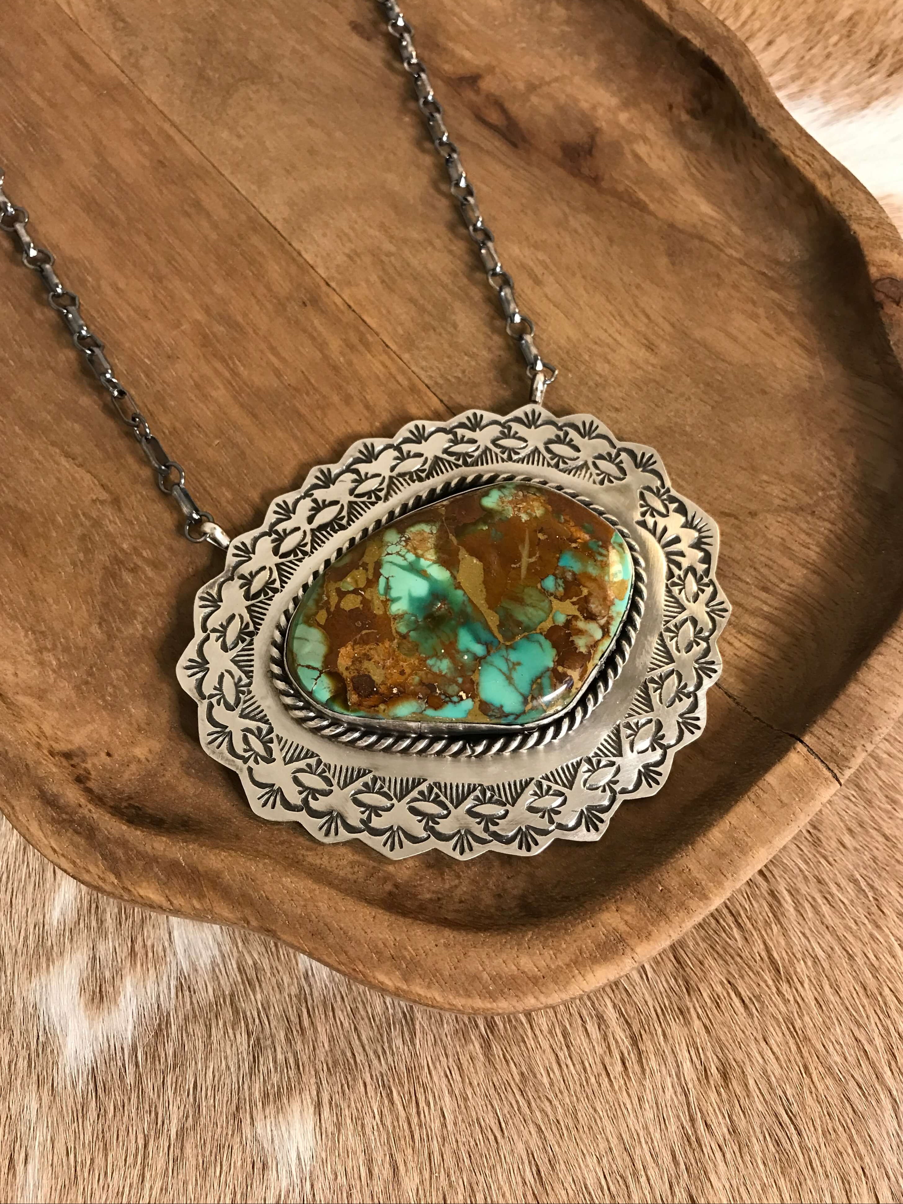 The Mirrormont Necklace, 1-Necklaces-Calli Co., Turquoise and Silver Jewelry, Native American Handmade, Zuni Tribe, Navajo Tribe, Brock Texas